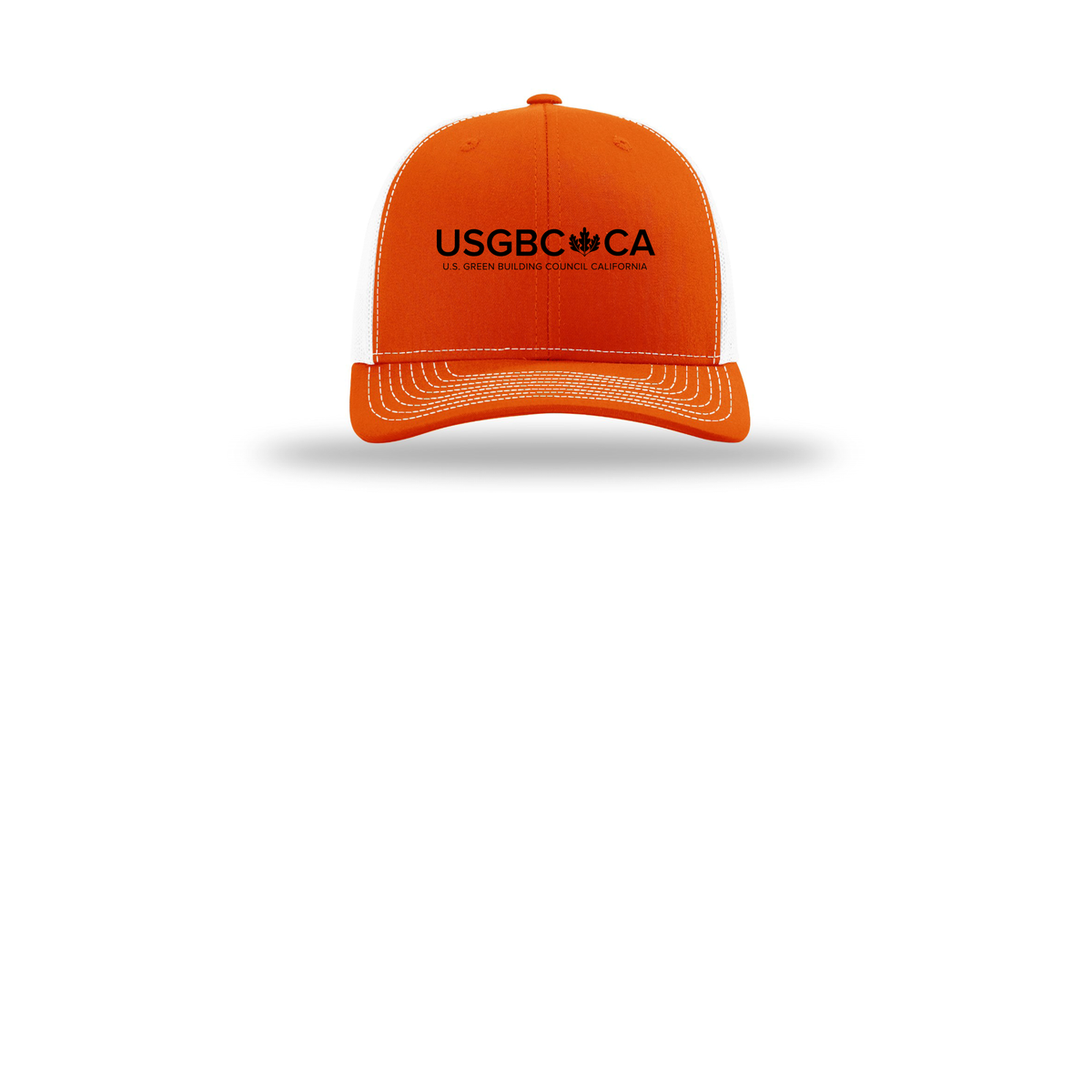 usgbc-ca-richardson-trucker-cap-embroidery-capfront-R112-orangewhite-flat-front