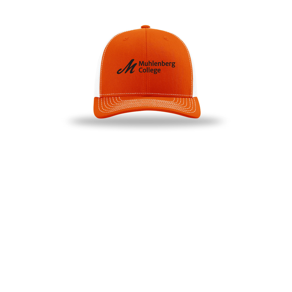muhlenberg-richardson-trucker-cap-embroidery-capfront-R112-orangewhite-flat-front