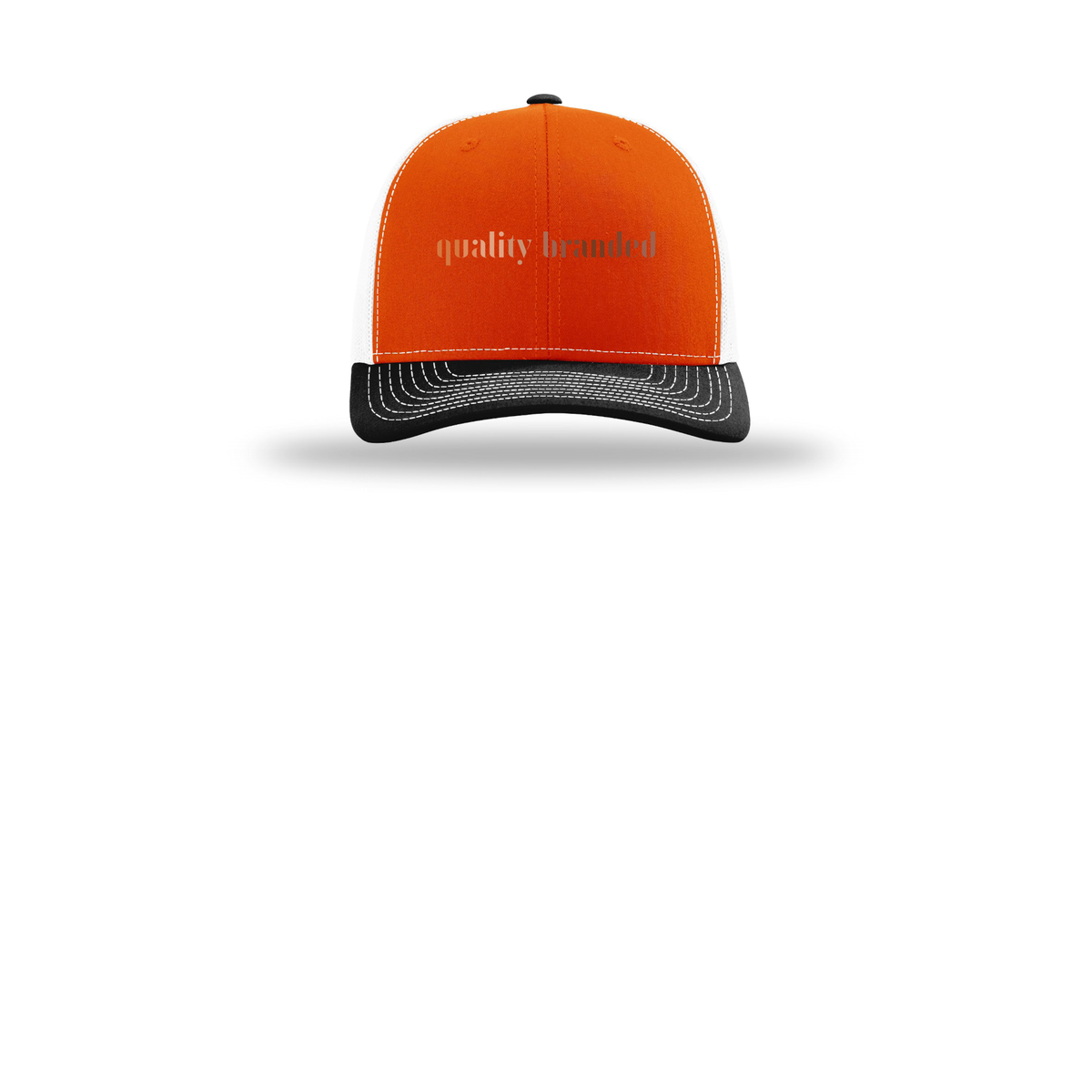 qualitybranded-richardson-trucker-cap-embroidery-capfront-R112-orangewhiteblack-flat-front