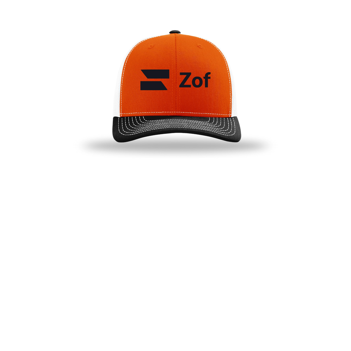 zof-richardson-trucker-cap-embroidery-capfront-R112-orangewhiteblack-flat-front