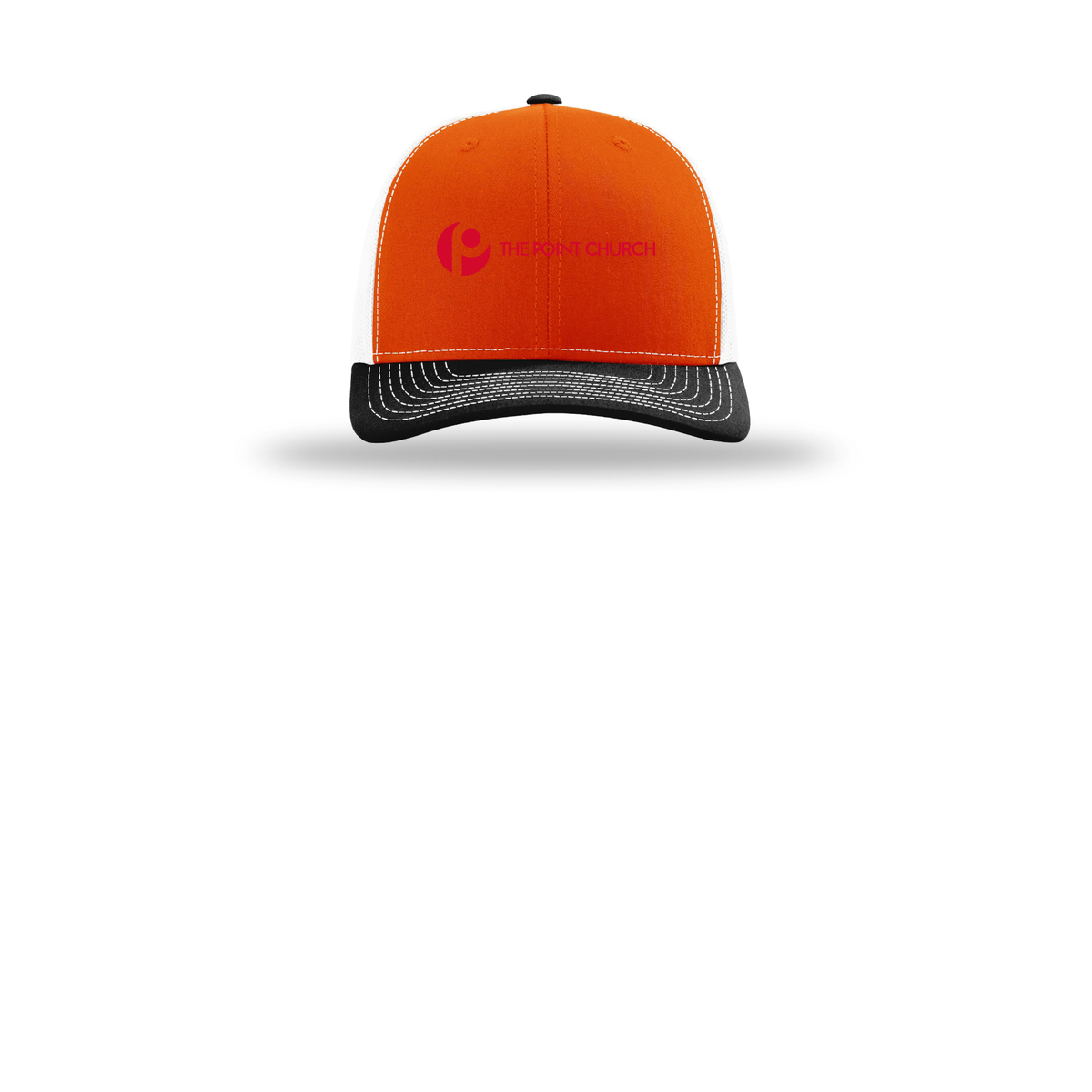 thepointva-richardson-trucker-cap-embroidery-capfront-R112-orangewhiteblack-flat-front