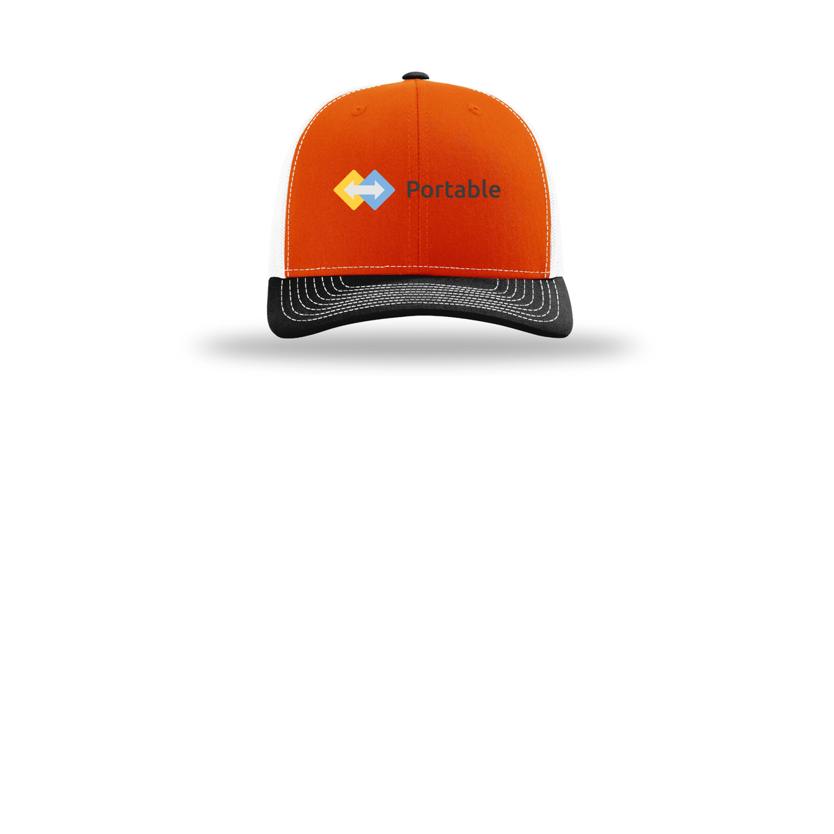 portable-richardson-trucker-cap-embroidery-capfront-R112-orangewhiteblack-flat-front