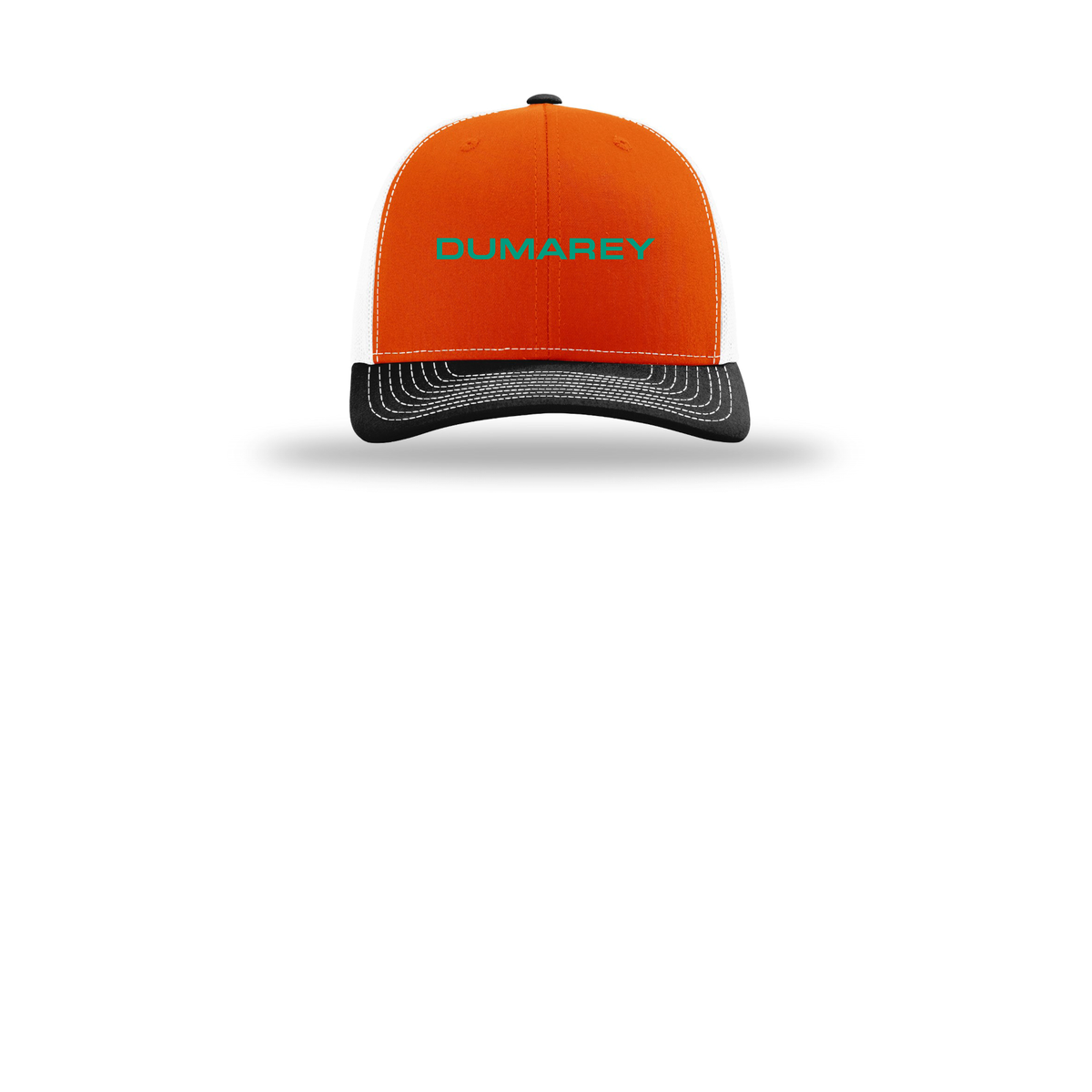 dumarey-richardson-trucker-cap-embroidery-capfront-R112-orangewhiteblack-flat-front