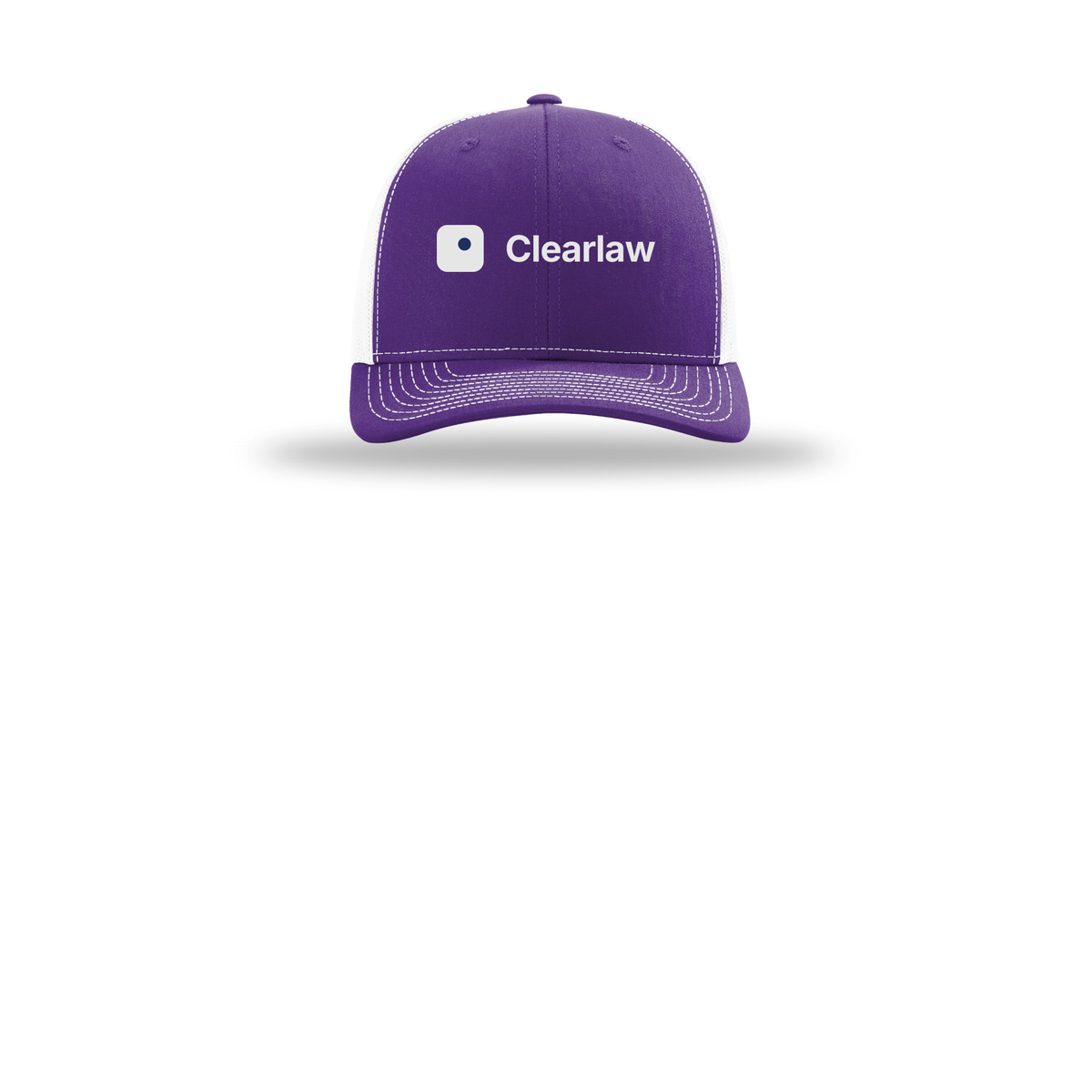 clearlaw-richardson-trucker-cap-embroidery-capfront-R112-purplewhite-flat-front