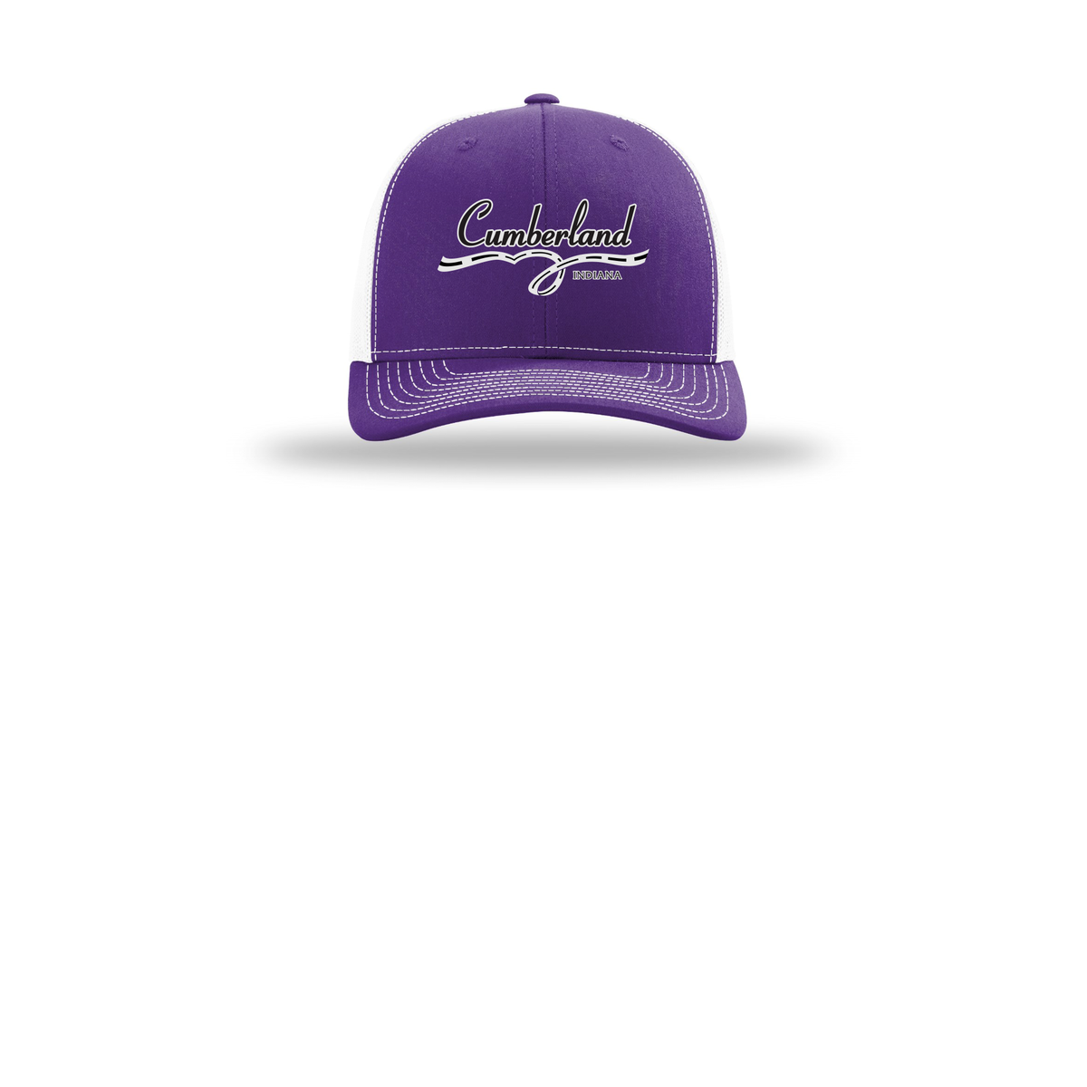 cumberland-richardson-trucker-cap-embroidery-capfront-R112-purplewhite-flat-front