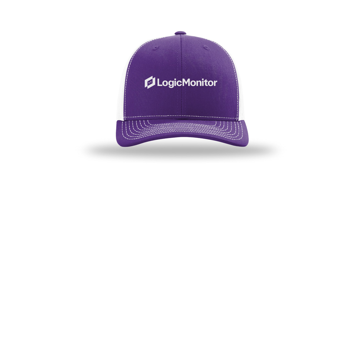 logicmonitor-richardson-trucker-cap-embroidery-capfront-R112-purplewhite-flat-front
