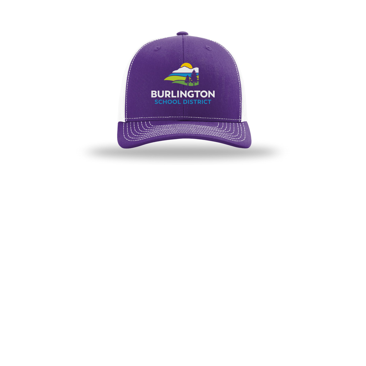 bsdvt-richardson-trucker-cap-embroidery-capfront-R112-purplewhite-flat-front