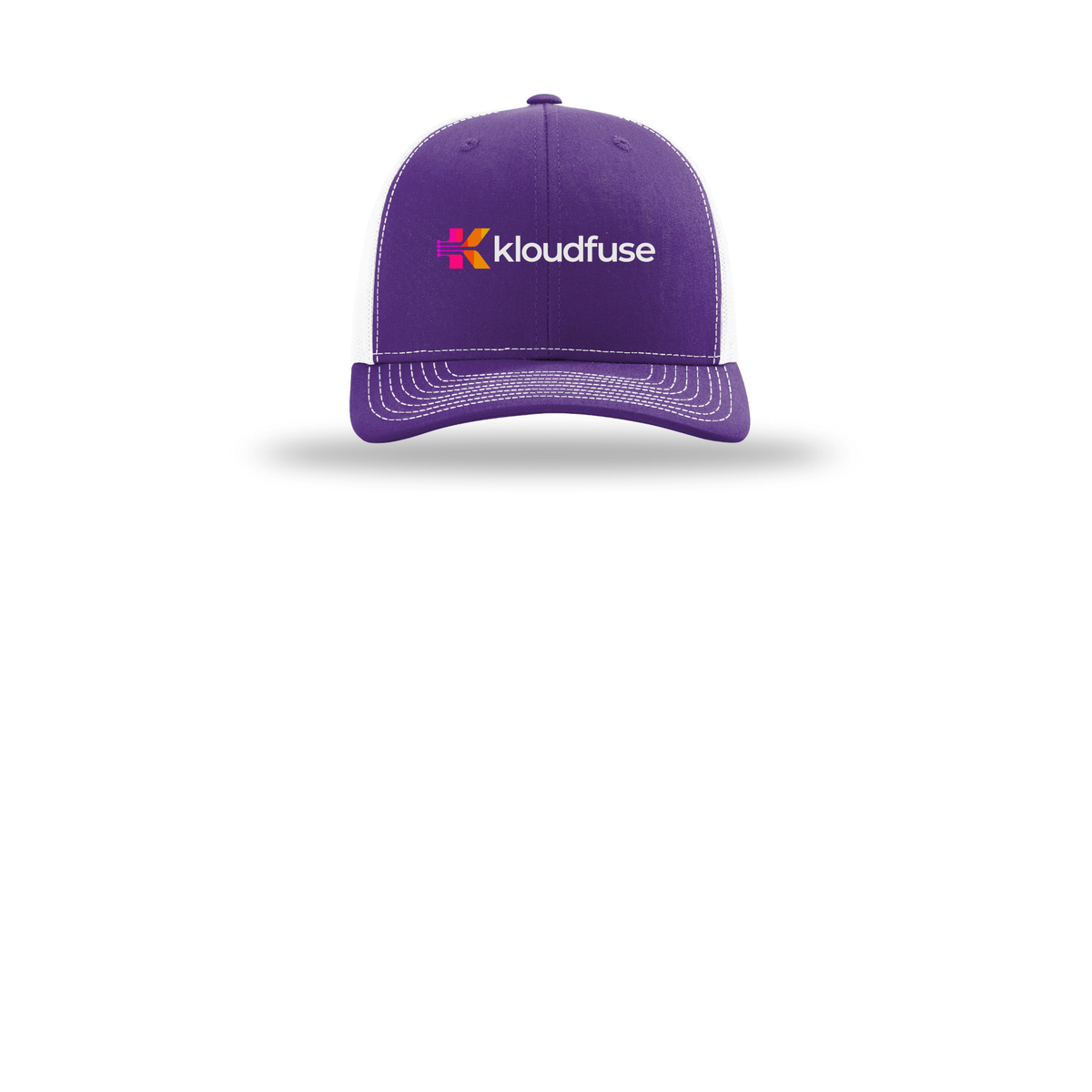 kloudfuse-richardson-trucker-cap-embroidery-capfront-R112-purplewhite-flat-front