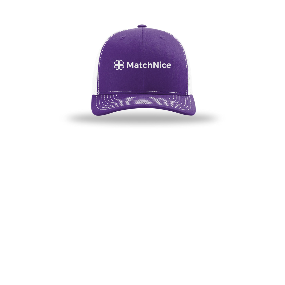 matchnice-richardson-trucker-cap-embroidery-capfront-R112-purplewhite-flat-front