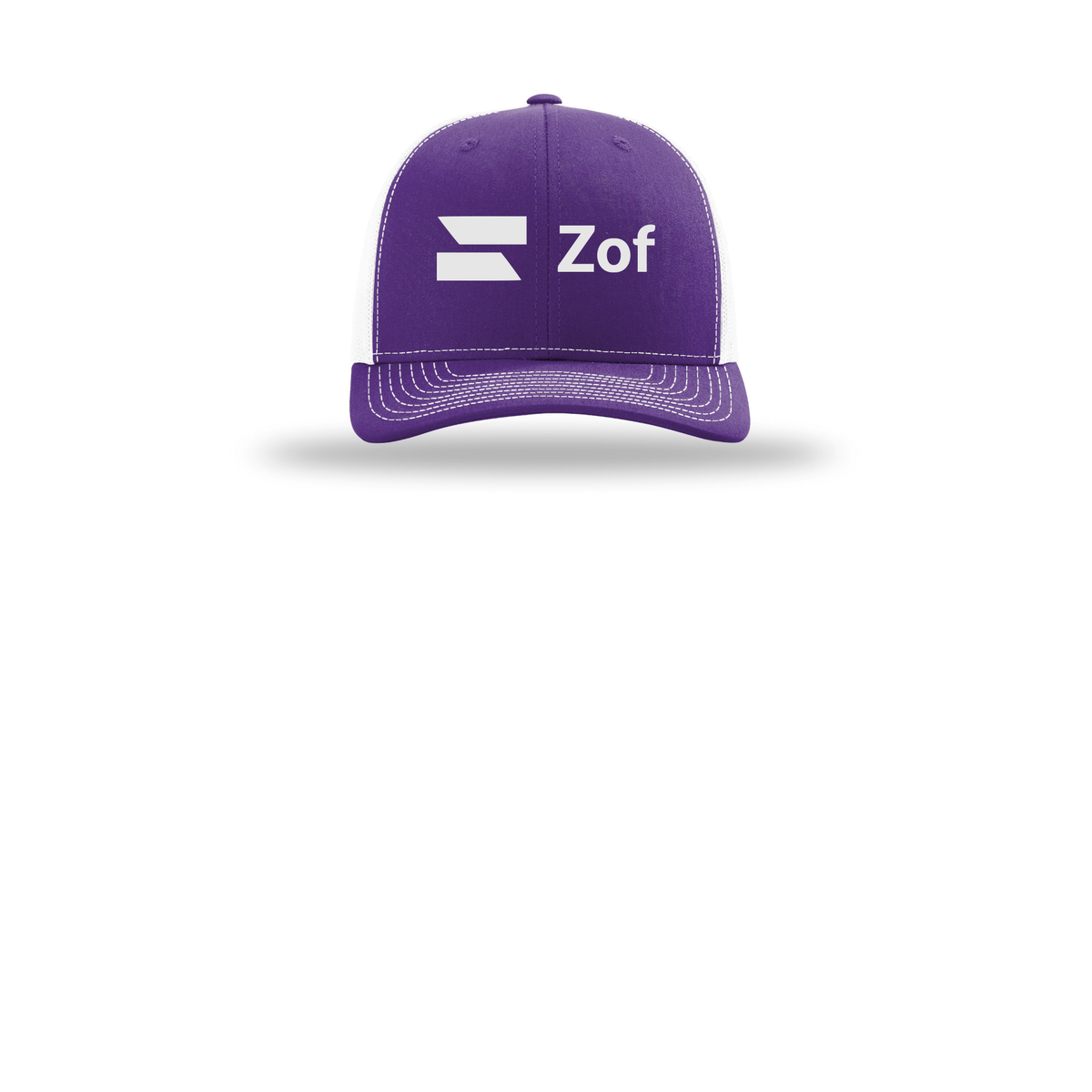 zof-richardson-trucker-cap-embroidery-capfront-R112-purplewhite-flat-front