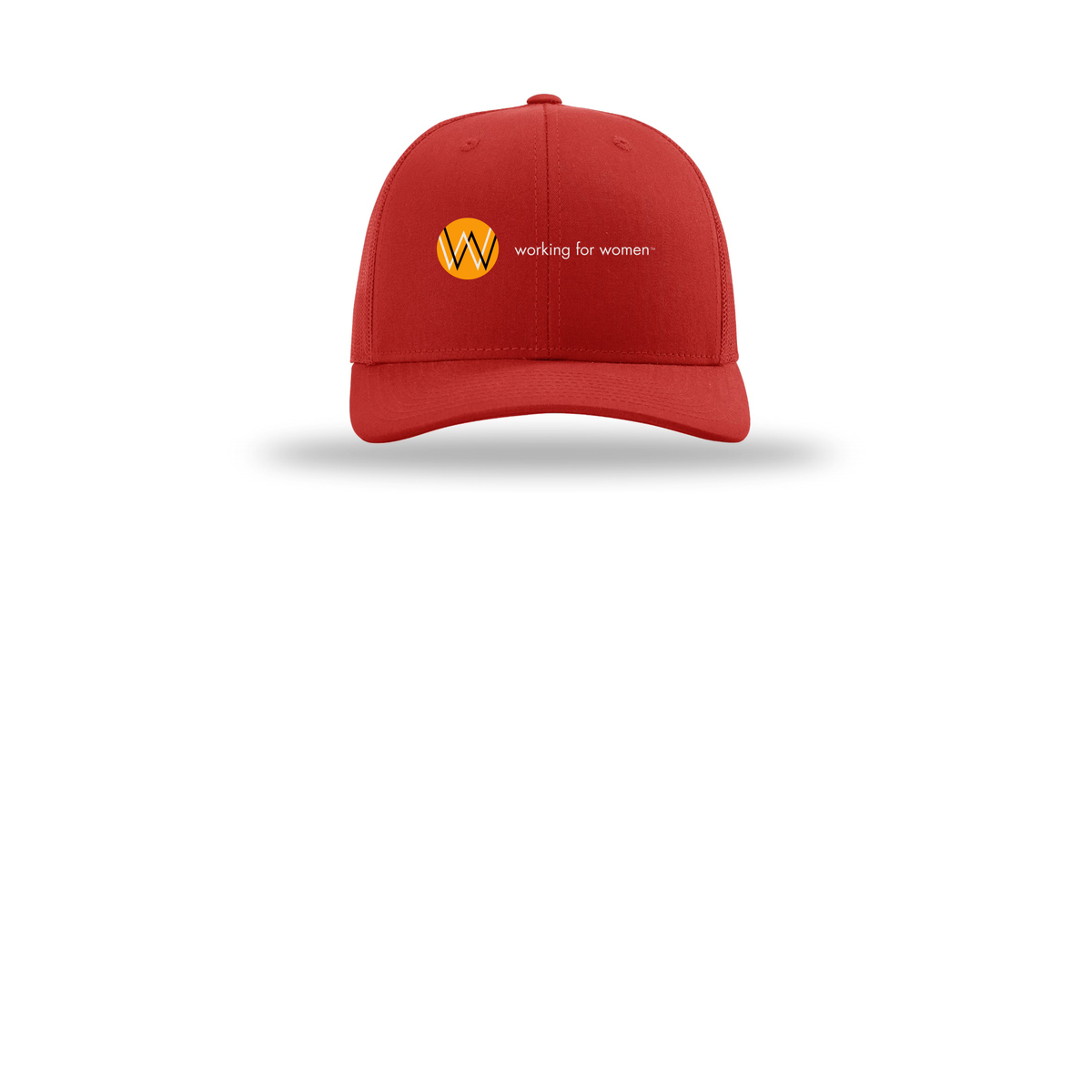 workingforwomen-richardson-trucker-cap-embroidery-capfront-R112-red-flat-front