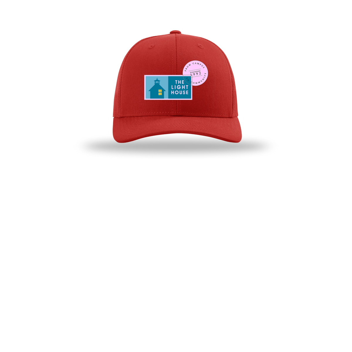 lhcampus-richardson-trucker-cap-embroidery-capfront-R112-red-flat-front