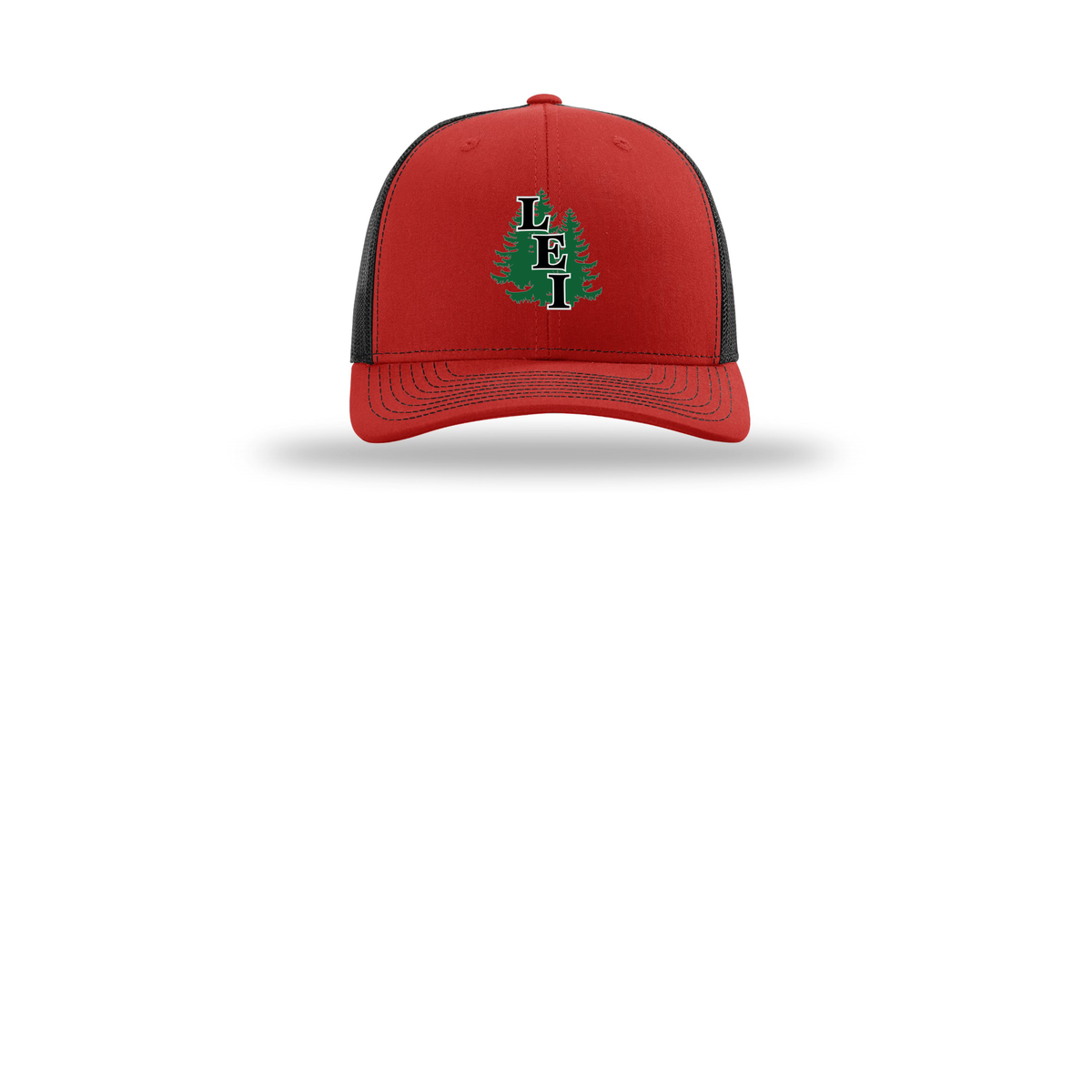 leisite-richardson-trucker-cap-embroidery-capfront-R112-redblack-flat-front