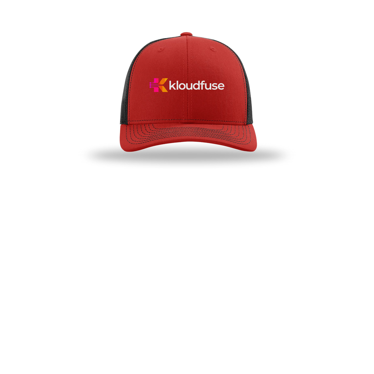 kloudfuse-richardson-trucker-cap-embroidery-capfront-R112-redblack-flat-front