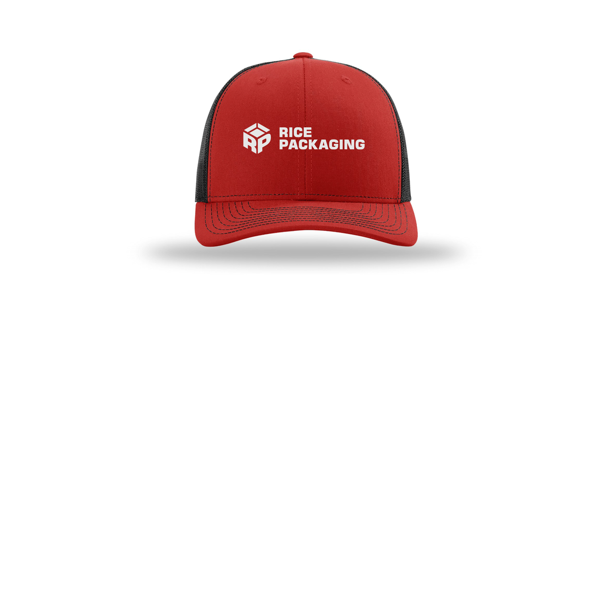 ricepackaging-richardson-trucker-cap-embroidery-capfront-R112-redblack-flat-front