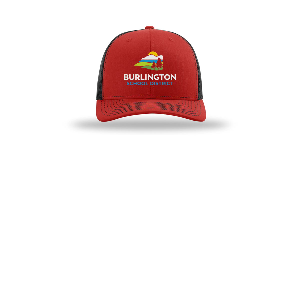 bsdvt-richardson-trucker-cap-embroidery-capfront-R112-redblack-flat-front