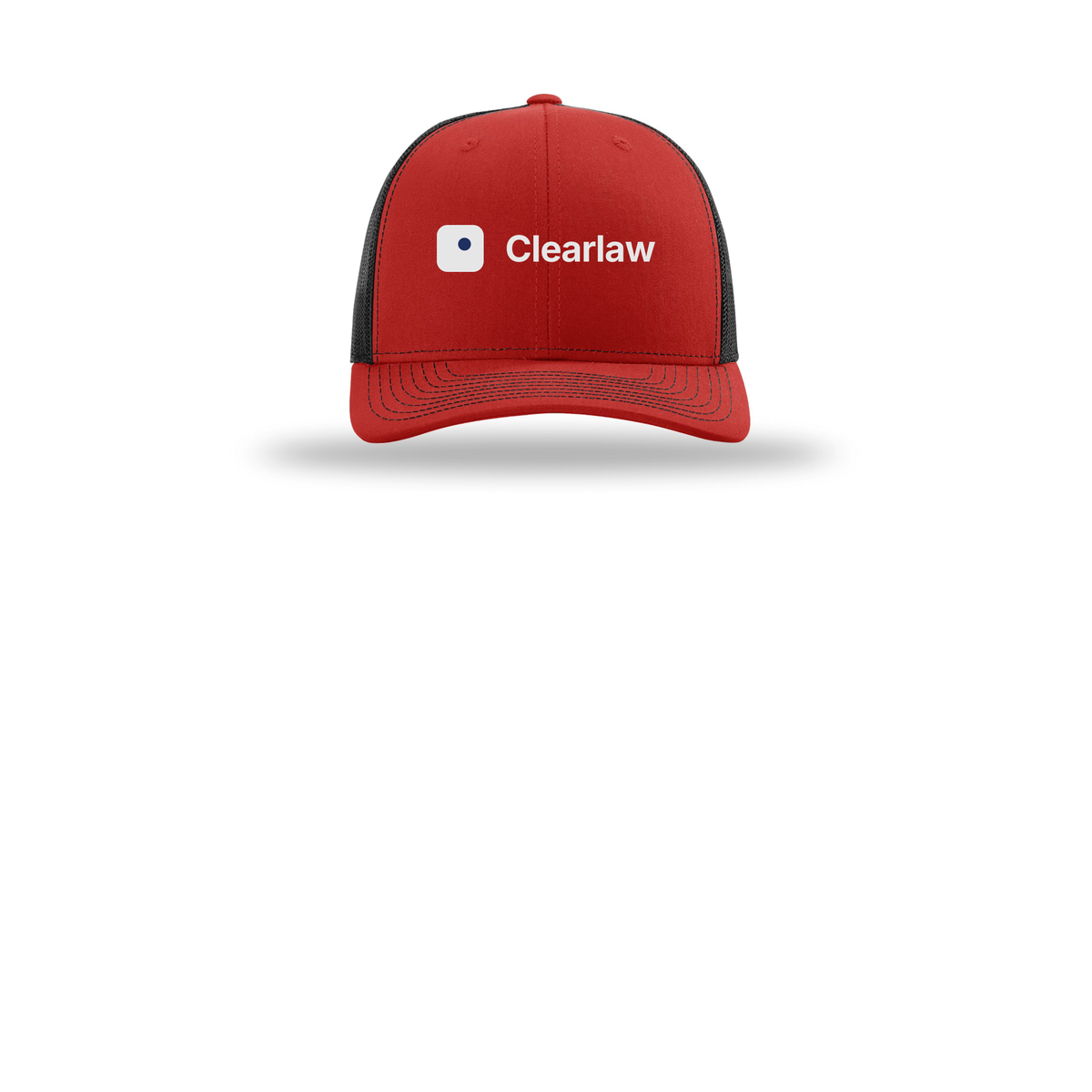 clearlaw-richardson-trucker-cap-embroidery-capfront-R112-redblack-flat-front
