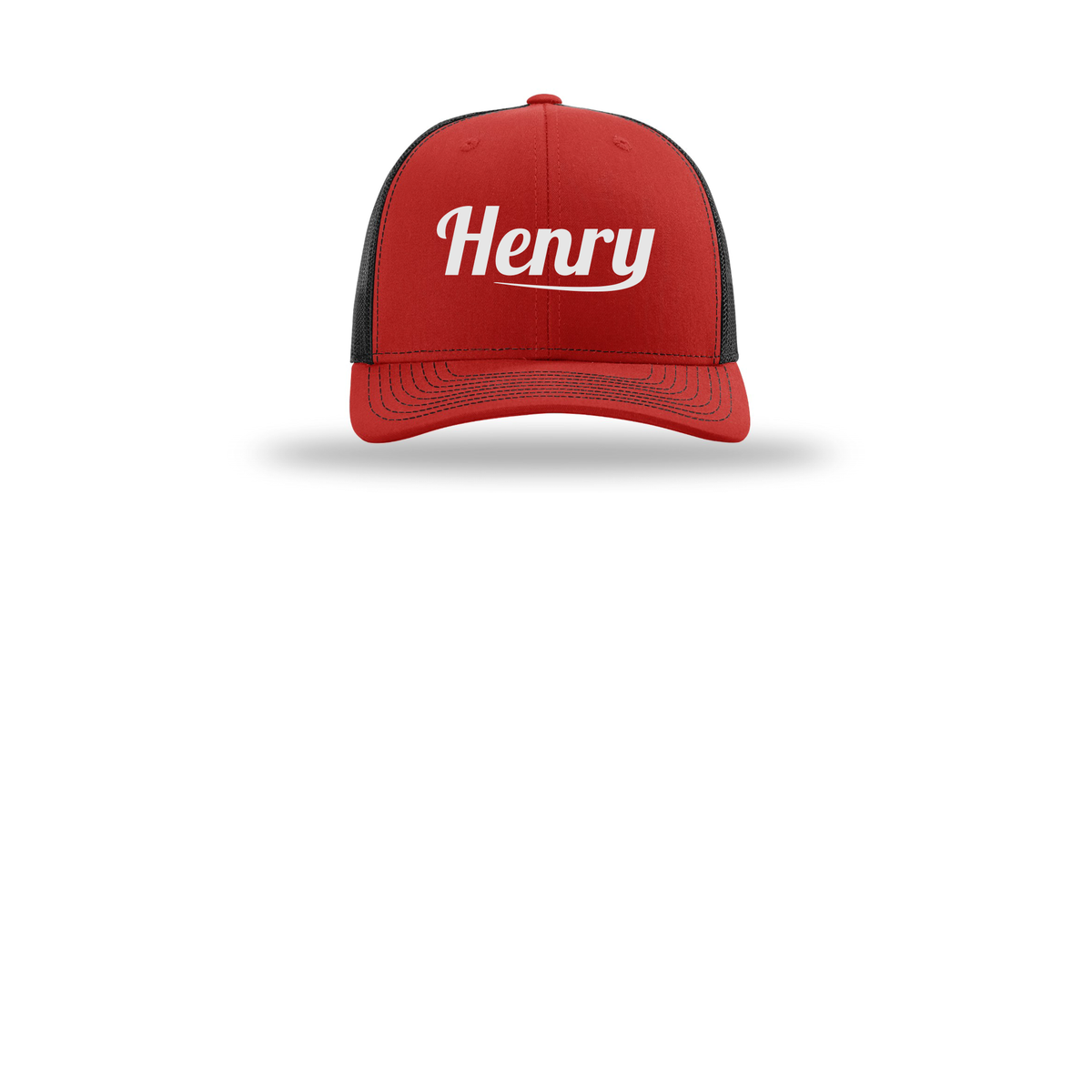 henrymeds-richardson-trucker-cap-embroidery-capfront-R112-redblack-flat-front