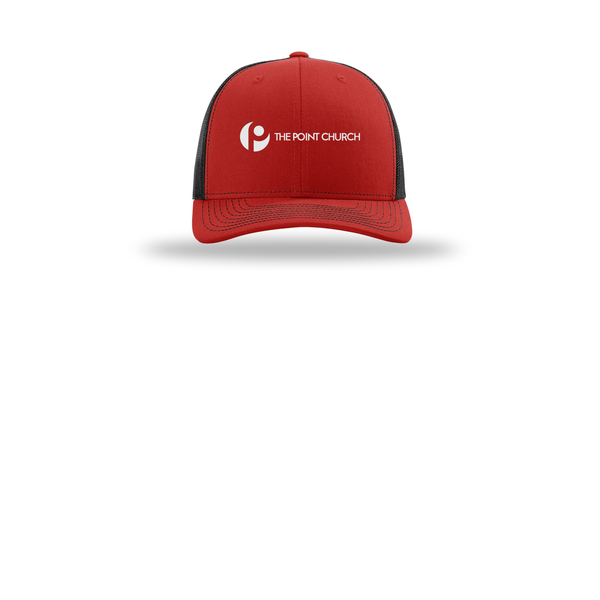 thepointva-richardson-trucker-cap-embroidery-capfront-R112-redblack-flat-front