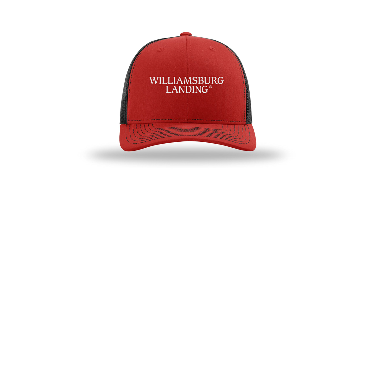 williamsburglanding-richardson-trucker-cap-embroidery-capfront-R112-redblack-flat-front