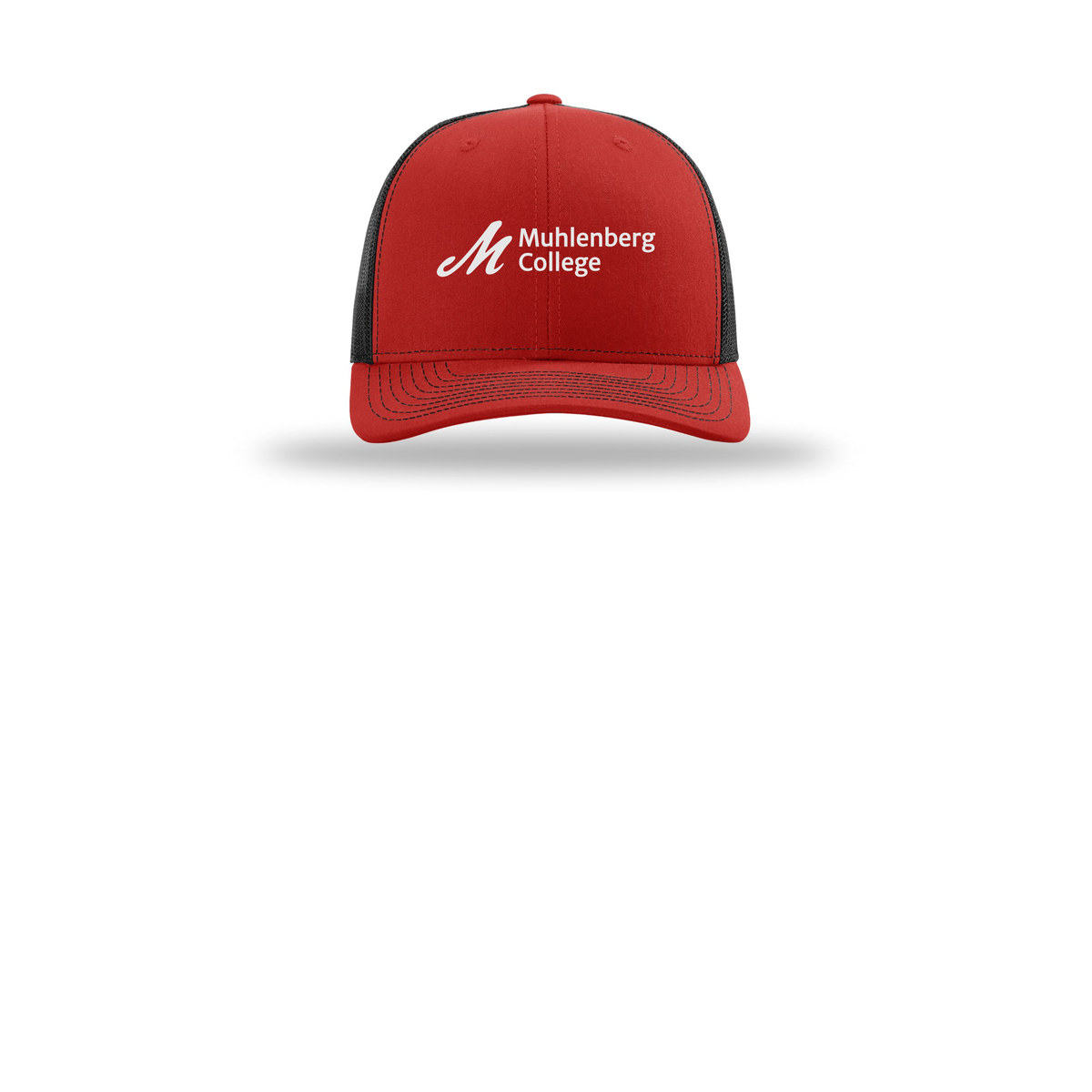 muhlenberg-richardson-trucker-cap-embroidery-capfront-R112-redblack-flat-front