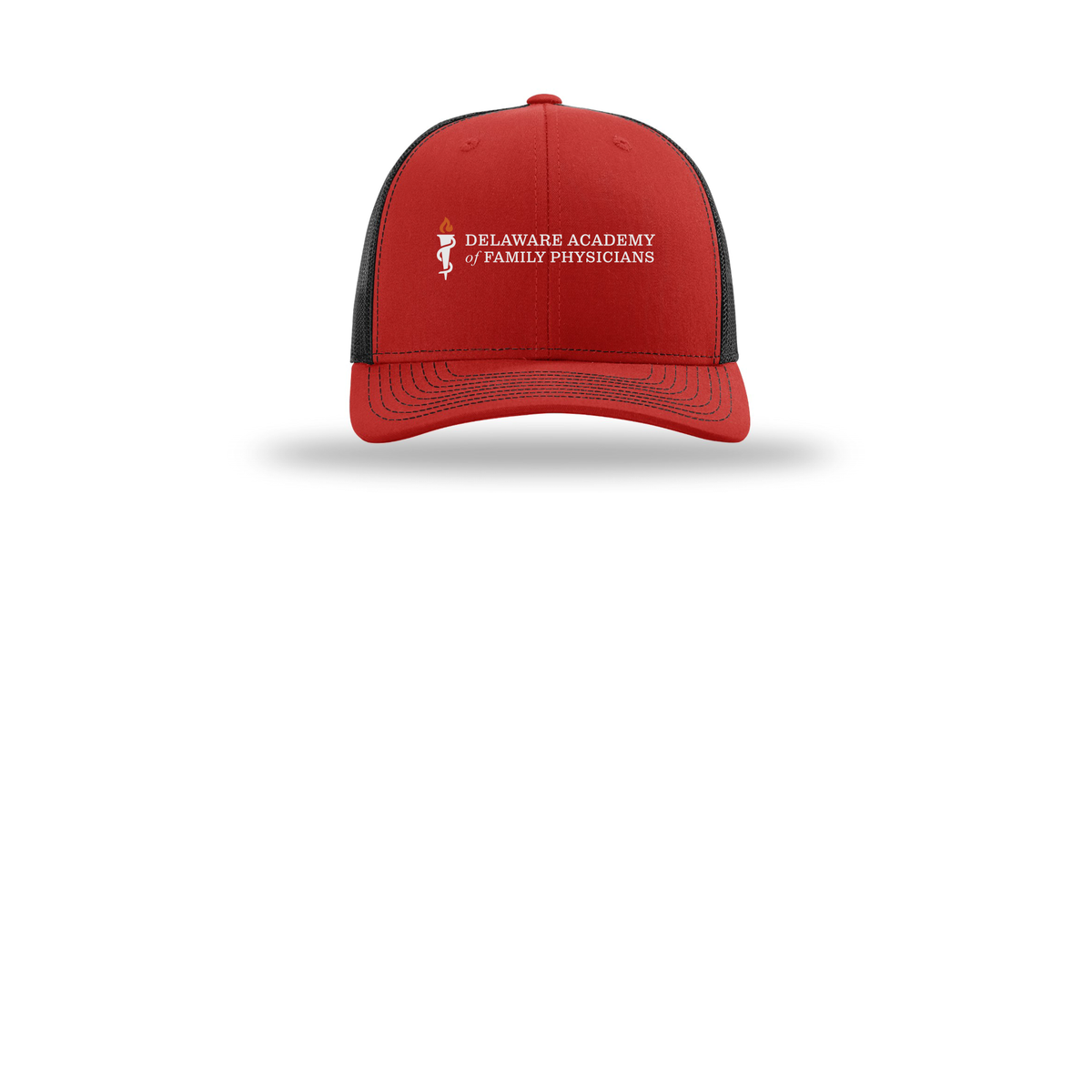 delfamdoc-richardson-trucker-cap-embroidery-capfront-R112-redblack-flat-front