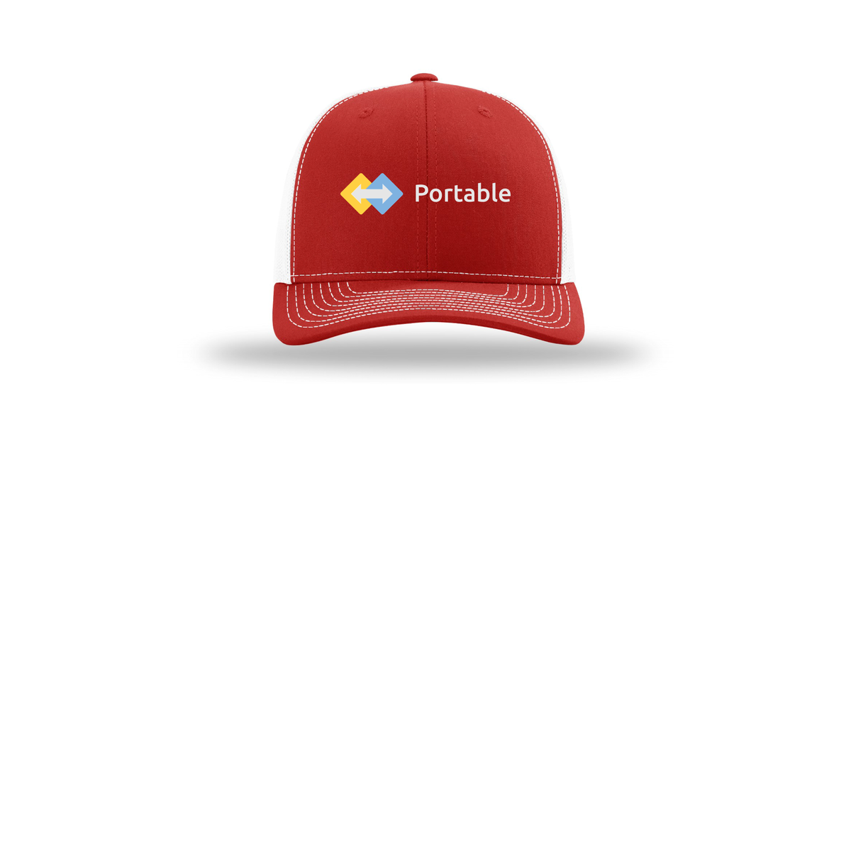 portable-richardson-trucker-cap-embroidery-capfront-R112-redwhite-flat-front