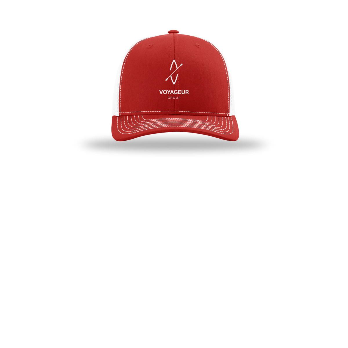 voyageurgroup-richardson-trucker-cap-embroidery-capfront-R112-redwhite-flat-front