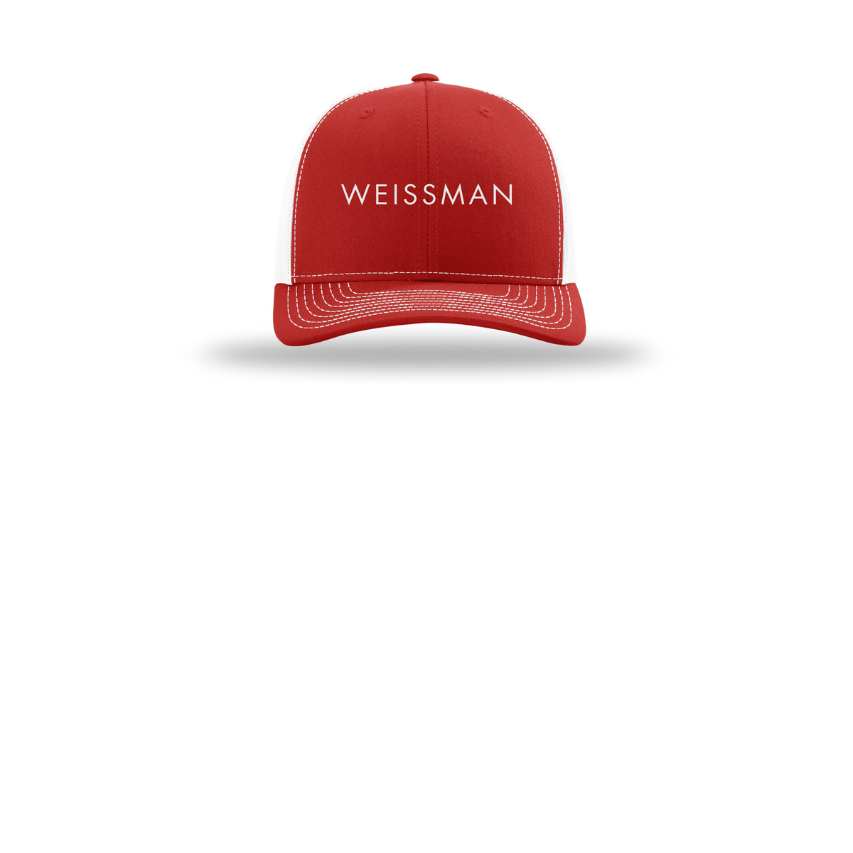 weissmans-richardson-trucker-cap-embroidery-capfront-R112-redwhite-flat-front