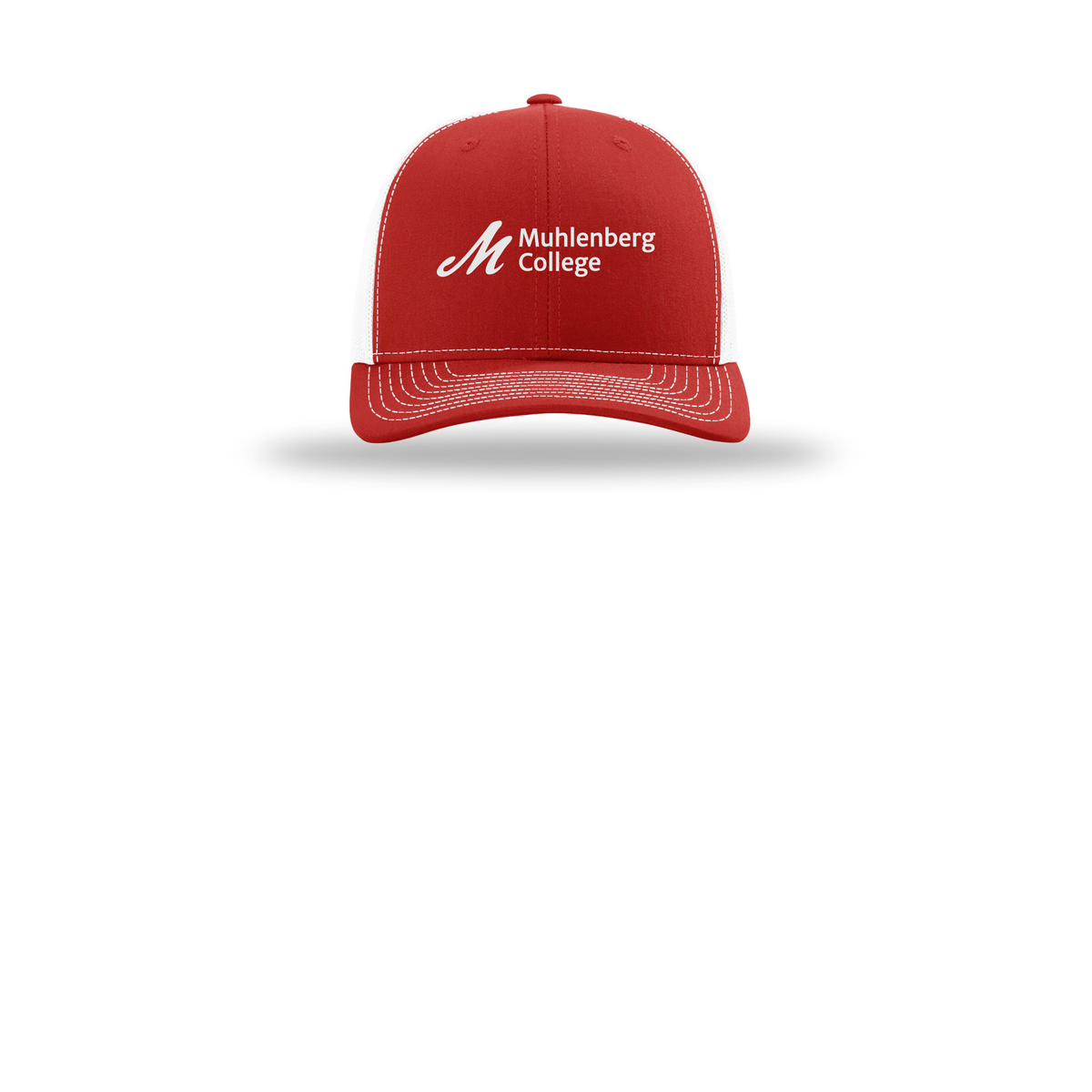 muhlenberg-richardson-trucker-cap-embroidery-capfront-R112-redwhite-flat-front