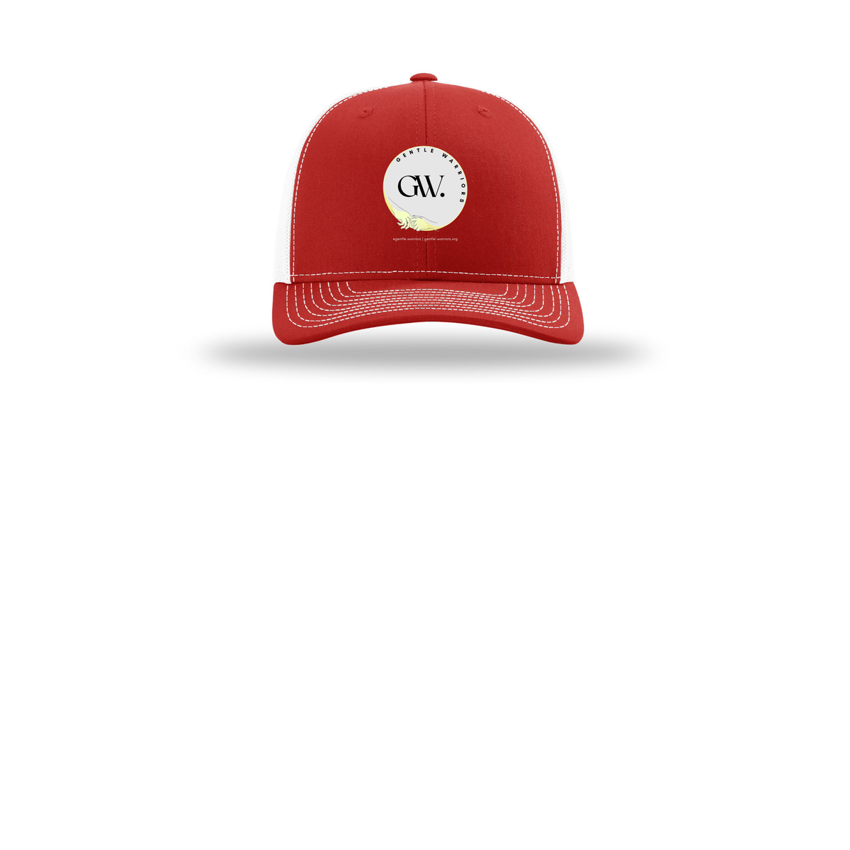 gentle-warriors-richardson-trucker-cap-embroidery-capfront-R112-redwhite-flat-front