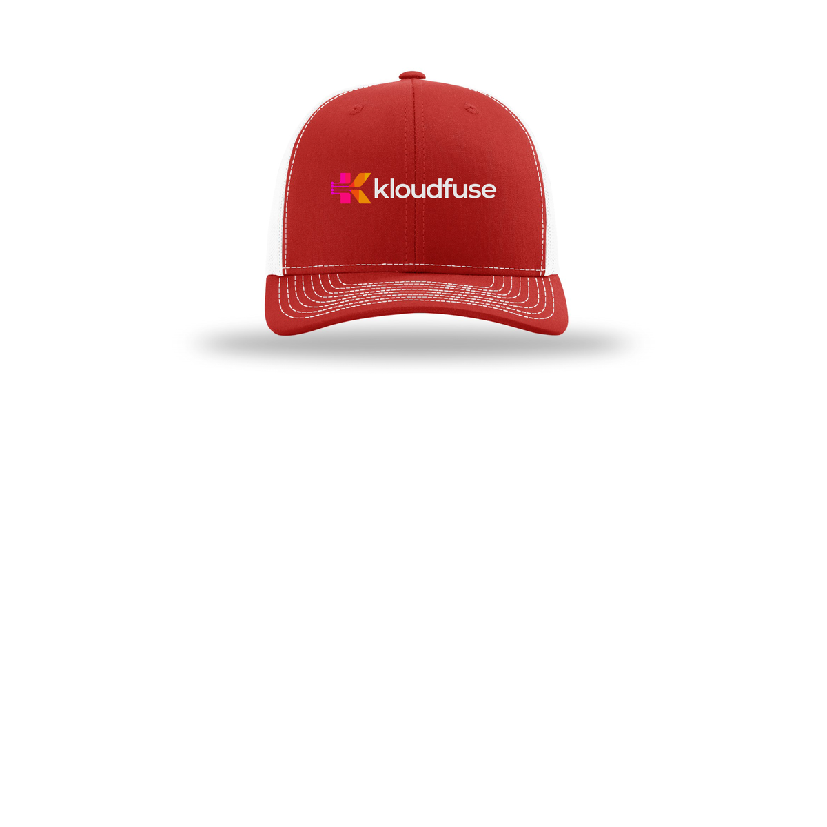 kloudfuse-richardson-trucker-cap-embroidery-capfront-R112-redwhite-flat-front