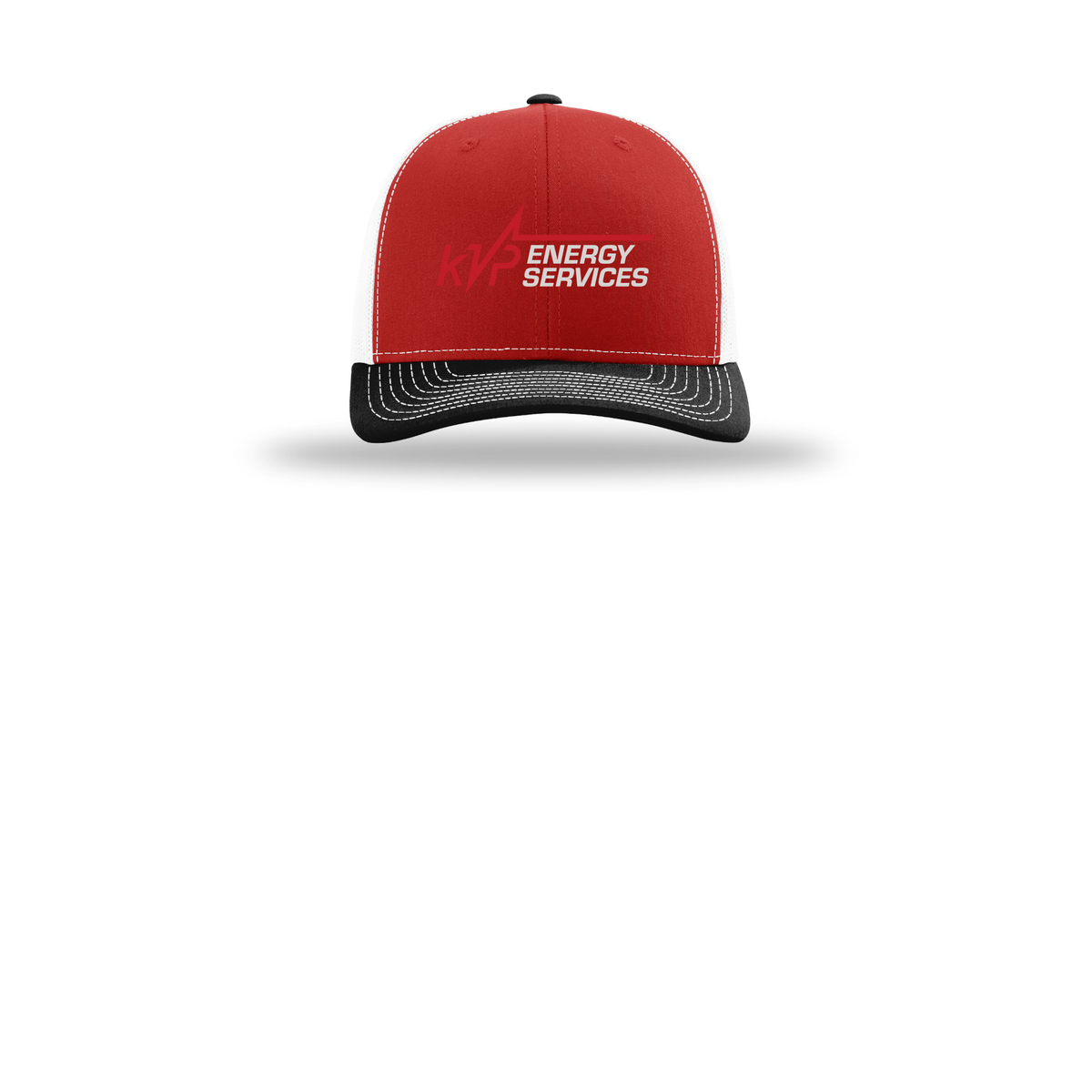kvpenergy-richardson-trucker-cap-embroidery-capfront-R112-redwhiteblack-flat-front