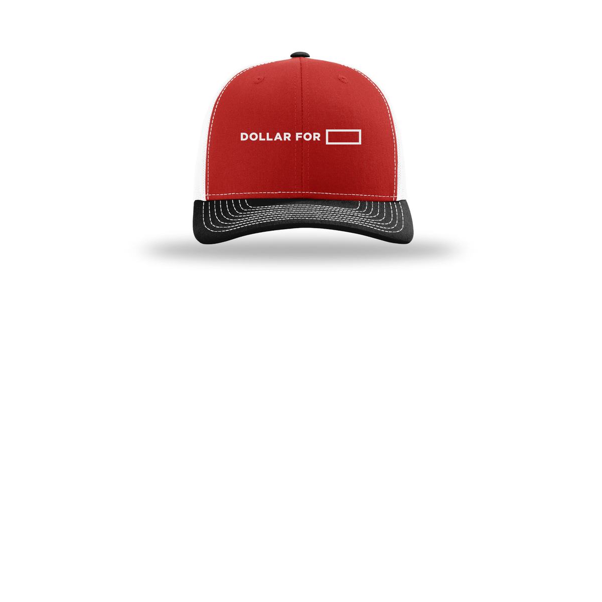 dollarfor-richardson-trucker-cap-embroidery-capfront-R112-redwhiteblack-flat-front