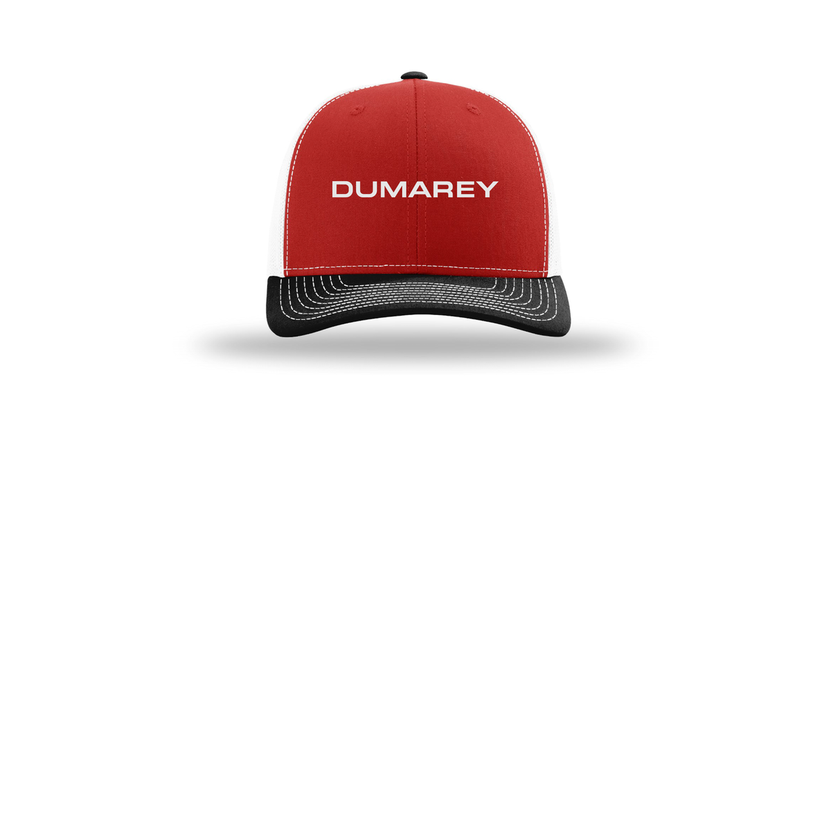 dumarey-richardson-trucker-cap-embroidery-capfront-R112-redwhiteblack-flat-front