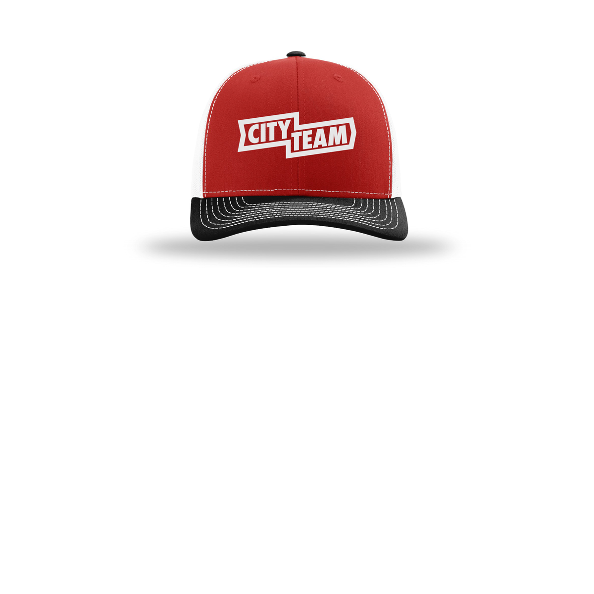 cityteam-richardson-trucker-cap-embroidery-capfront-R112-redwhiteblack-flat-front
