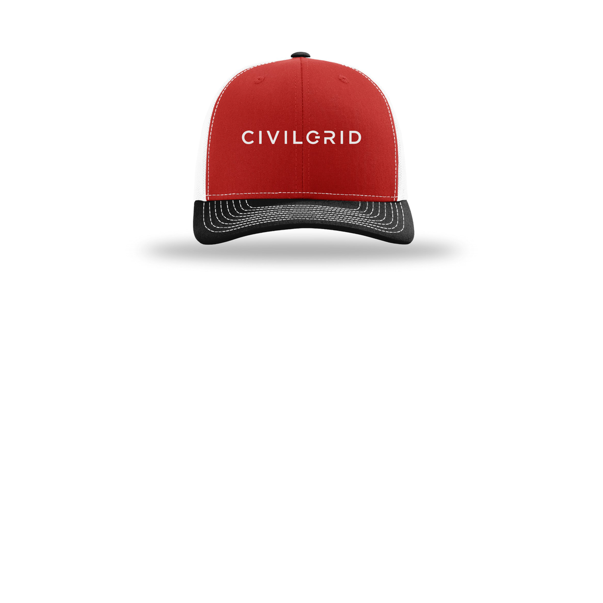 civilgrid-richardson-trucker-cap-embroidery-capfront-R112-redwhiteblack-flat-front