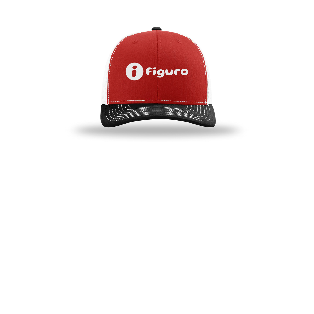 getfiguro-richardson-trucker-cap-embroidery-capfront-R112-redwhiteblack-flat-front