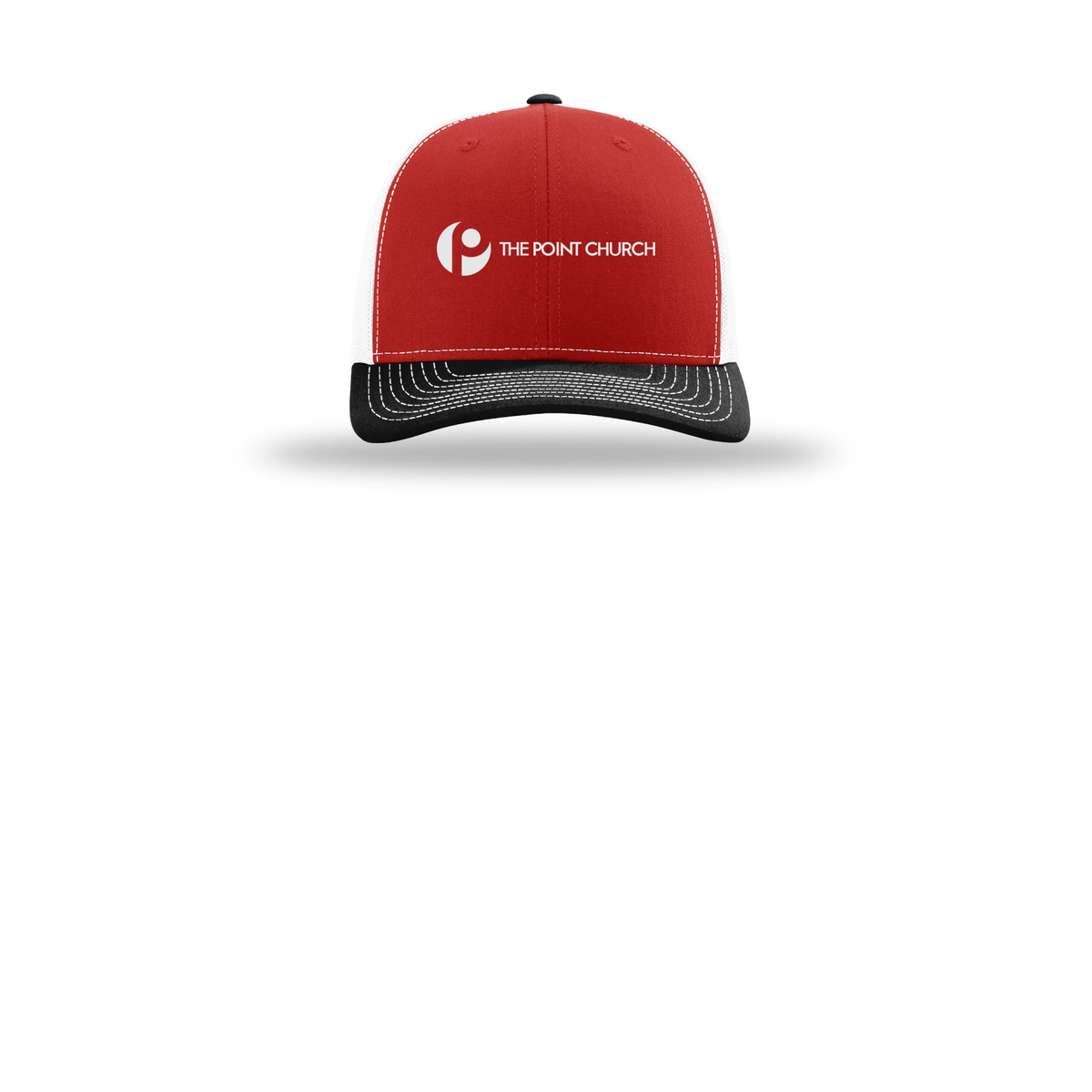 thepointva-richardson-trucker-cap-embroidery-capfront-R112-redwhiteblack-flat-front