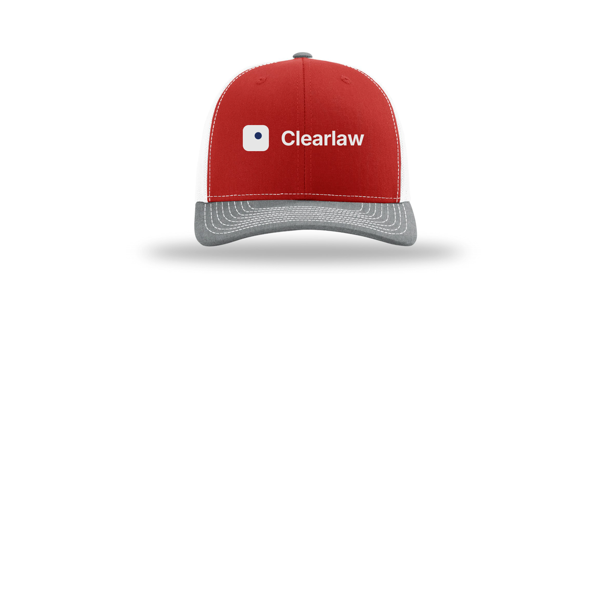 clearlaw-richardson-trucker-cap-embroidery-capfront-R112-redwhiteheathergrey-flat-front