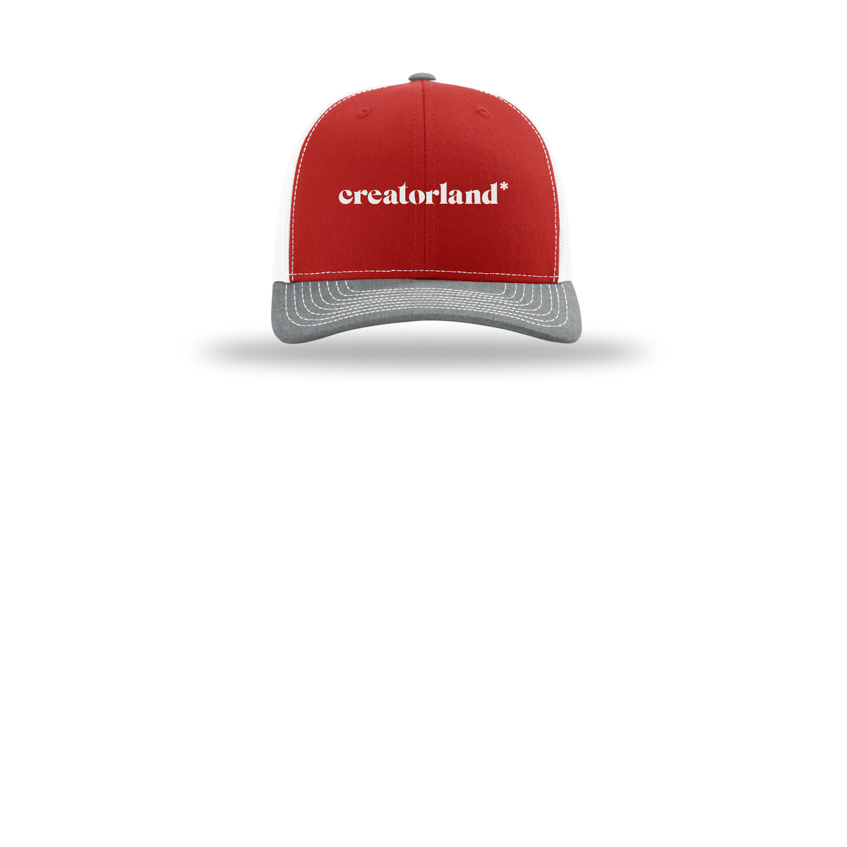creatorland-richardson-trucker-cap-embroidery-capfront-R112-redwhiteheathergrey-flat-front
