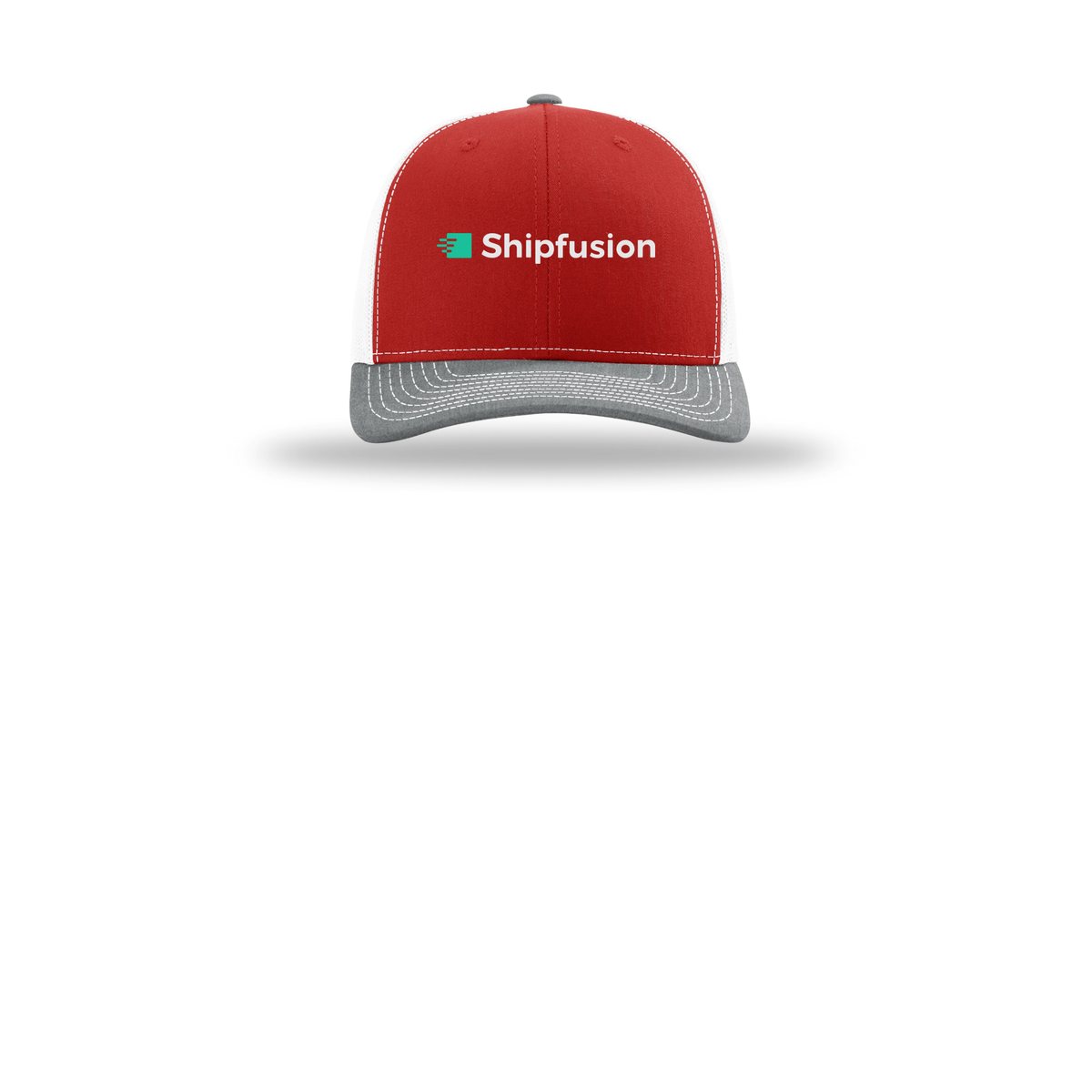 shipfusion-richardson-trucker-cap-embroidery-capfront-R112-redwhiteheathergrey-flat-front