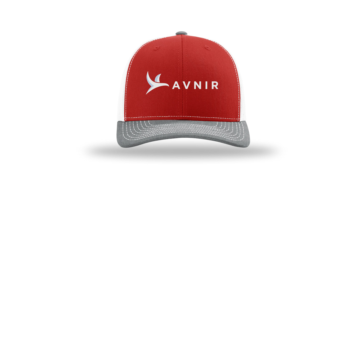 avnir-richardson-trucker-cap-embroidery-capfront-R112-redwhiteheathergrey-flat-front