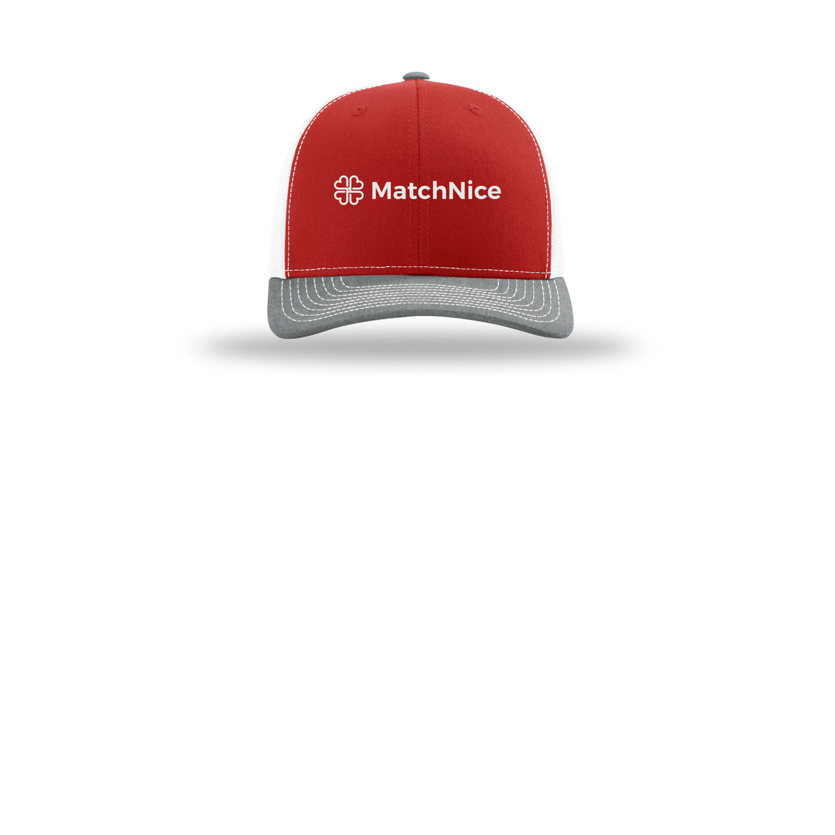 matchnice-richardson-trucker-cap-embroidery-capfront-R112-redwhiteheathergrey-flat-front