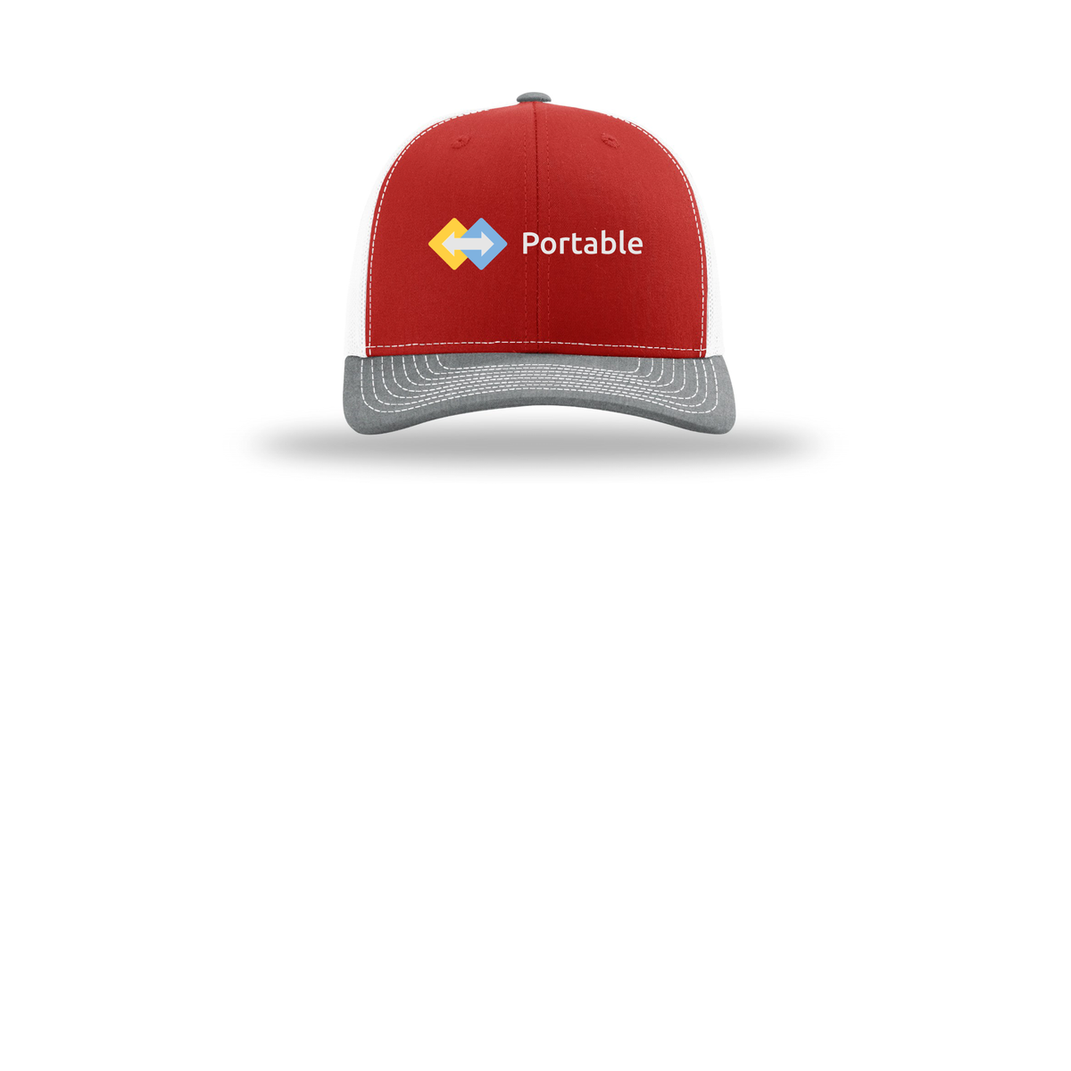 portable-richardson-trucker-cap-embroidery-capfront-R112-redwhiteheathergrey-flat-front