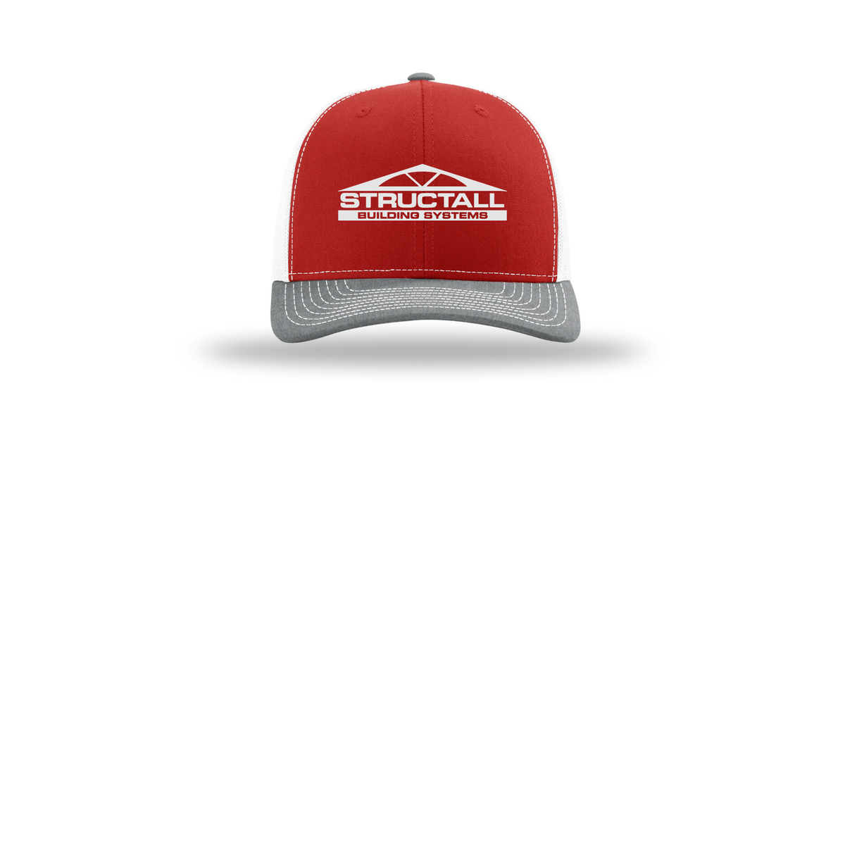 structall-richardson-trucker-cap-embroidery-capfront-R112-redwhiteheathergrey-flat-front