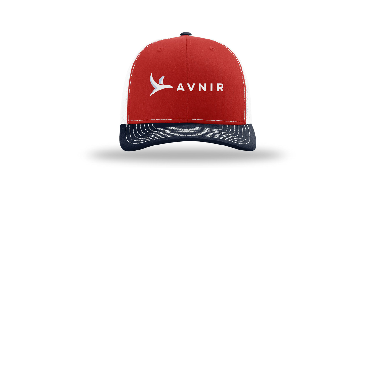 avnir-richardson-trucker-cap-embroidery-capfront-R112-redwhitenavy-flat-front