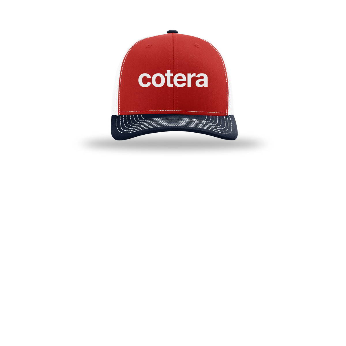 cotera-richardson-trucker-cap-embroidery-capfront-R112-redwhitenavy-flat-front