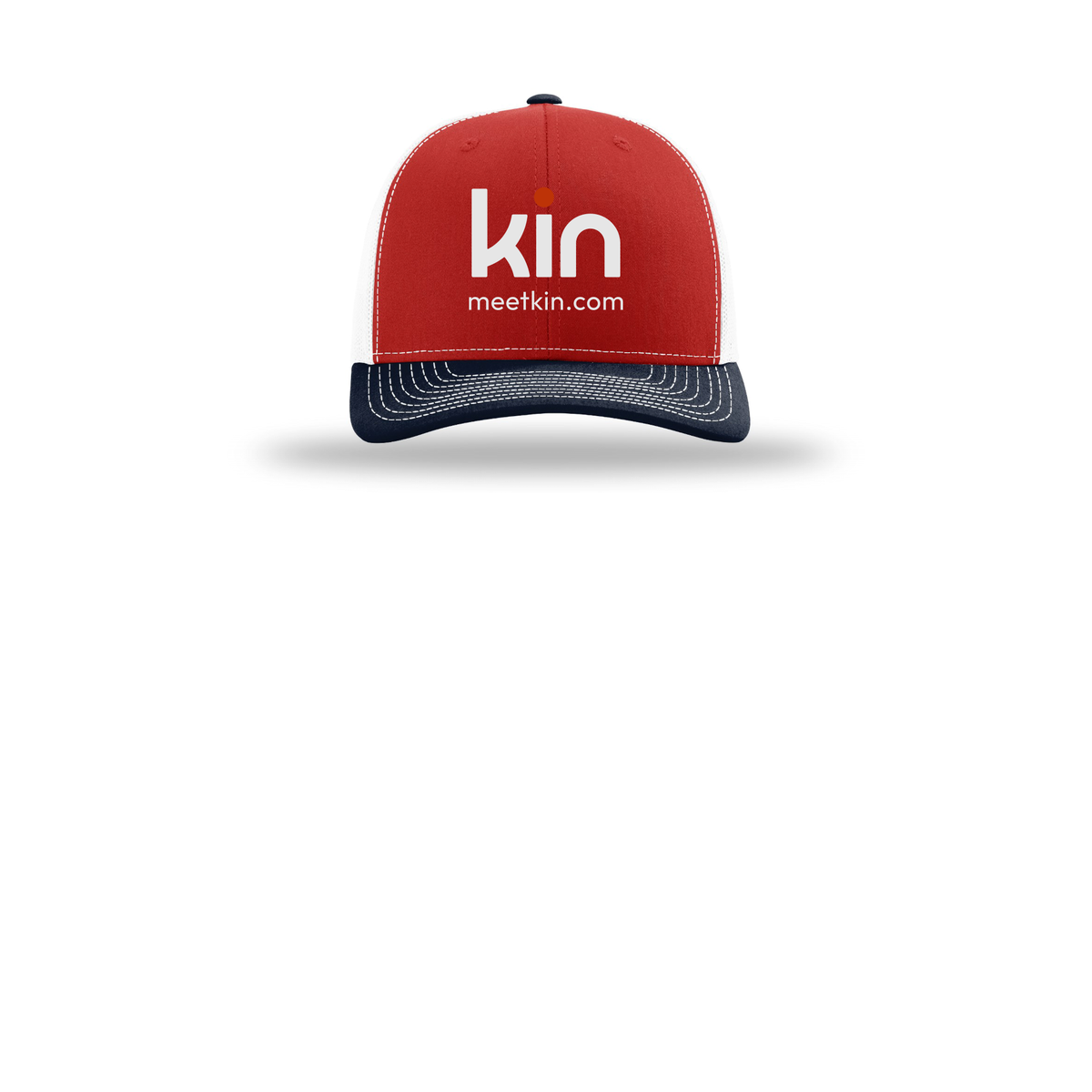 kin-richardson-trucker-cap-embroidery-capfront-R112-redwhitenavy-flat-front
