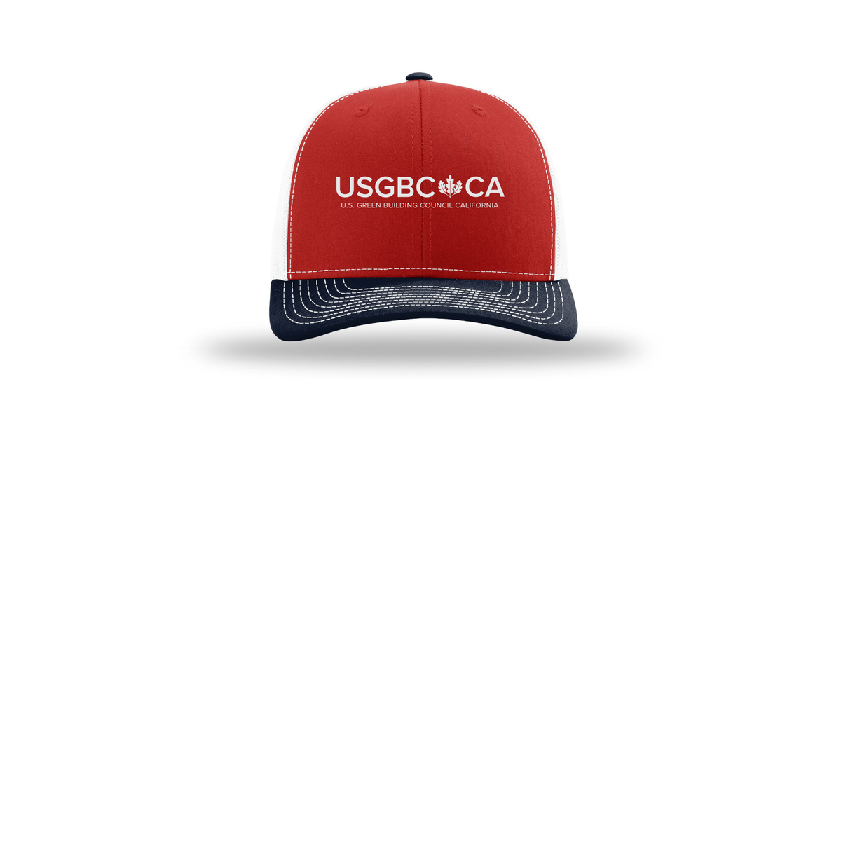 usgbc-ca-richardson-trucker-cap-embroidery-capfront-R112-redwhitenavy-flat-front